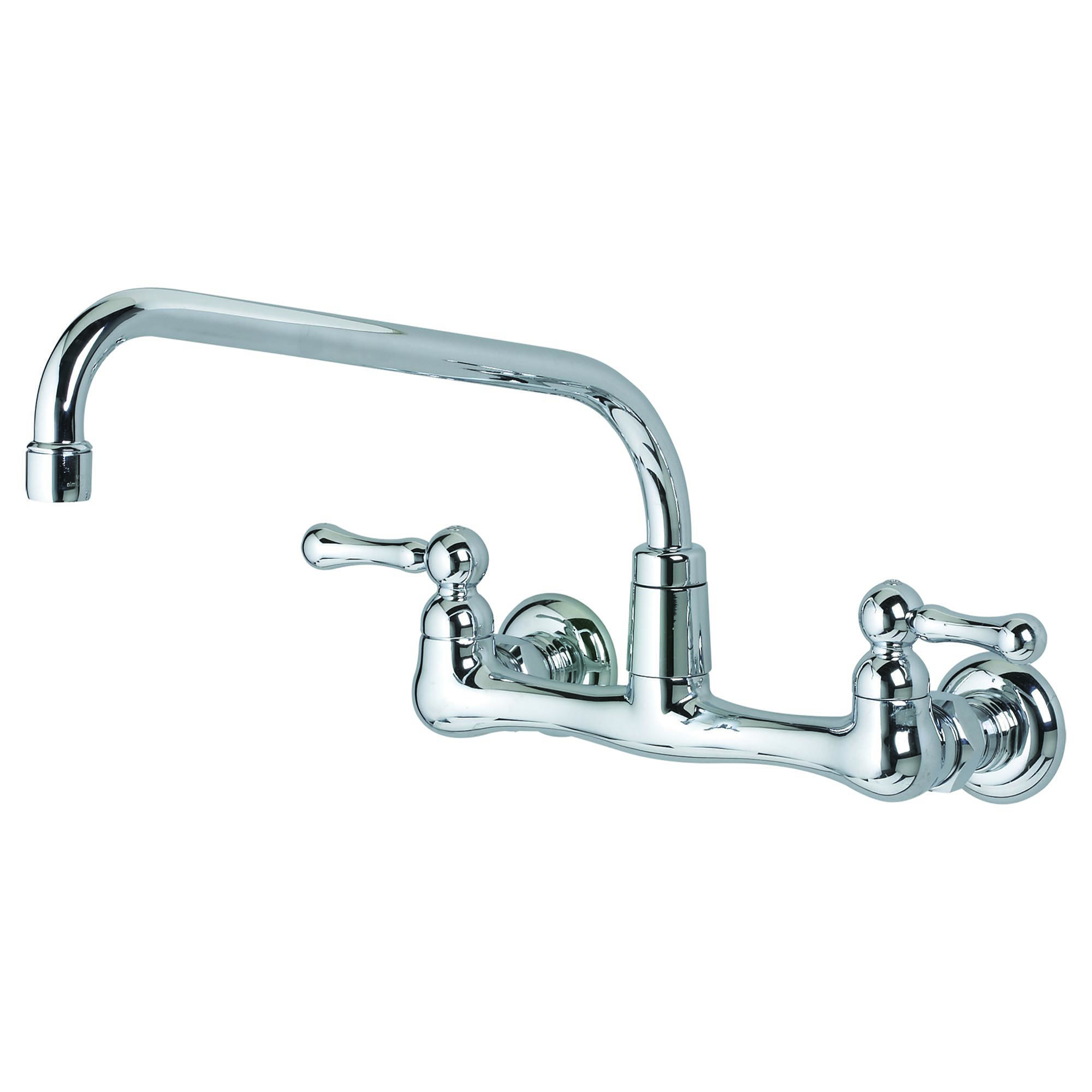 Heritage™ Wall Mount Faucet With 12-Inch Tubular Brass Swivel Spout With Lever Handles