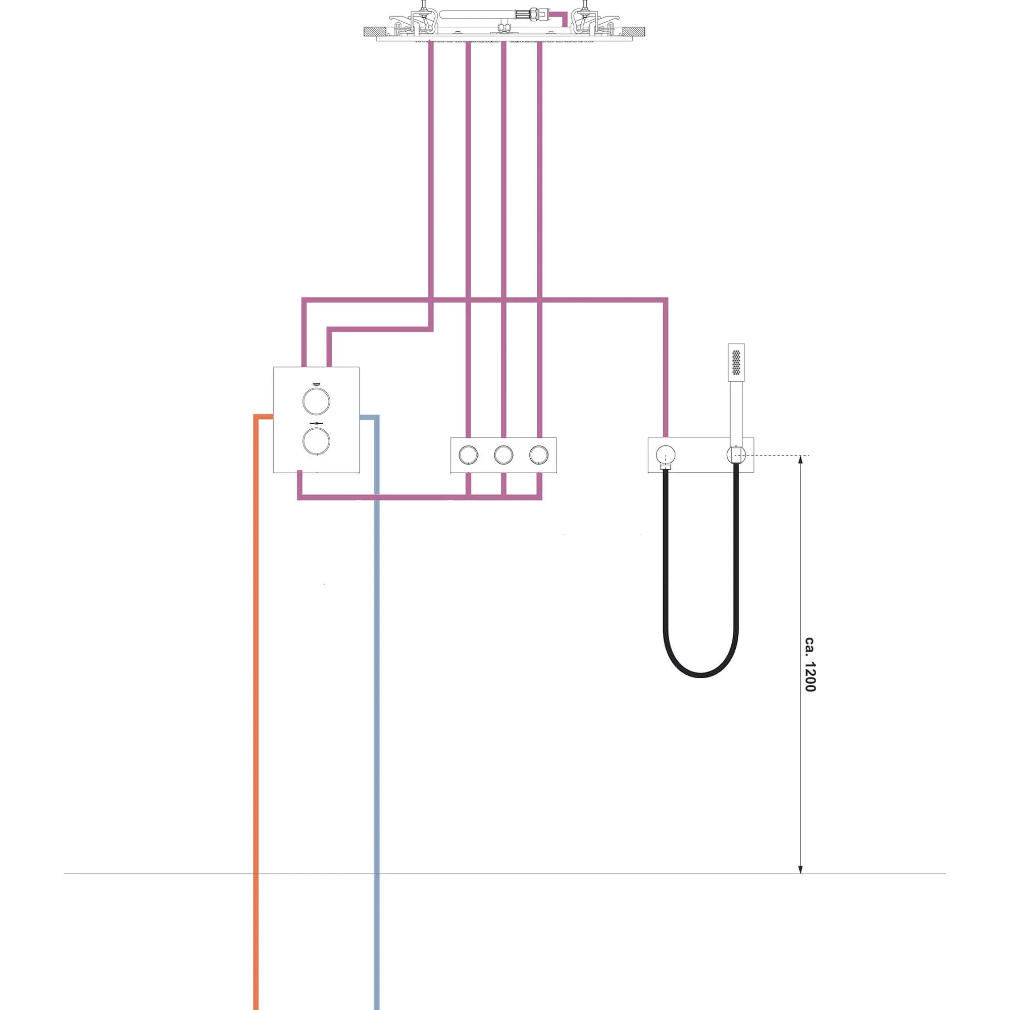 Wall Union With Integrated Hand Shower Holder