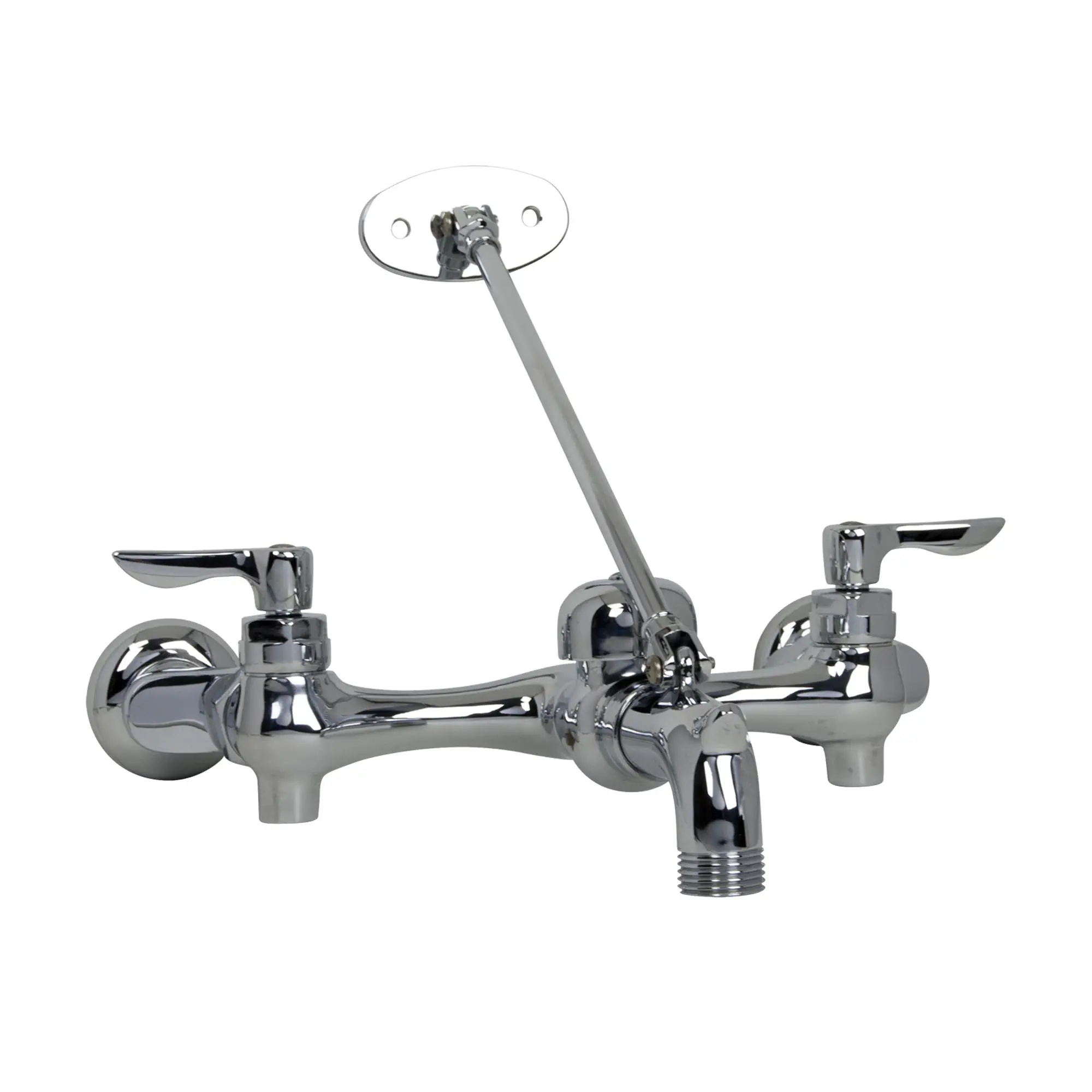 Top Brace Wall-Mount Service Sink Faucet With 6-Inch Vacuum Breaker Spout and Offset Shanks