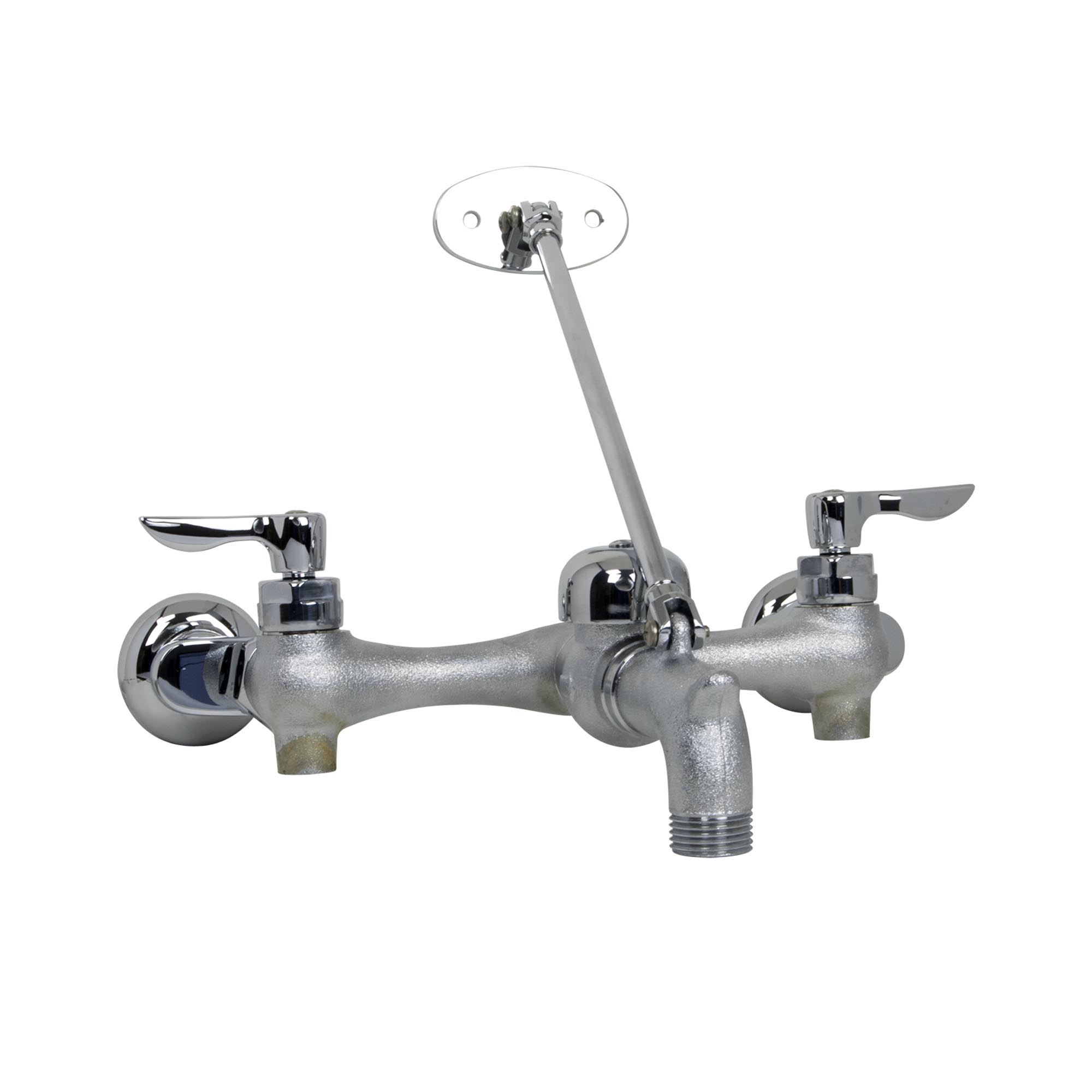 Top Brace Wall-Mount Service Sink Faucet With 6-Inch Vacuum Breaker Spout and Offset Shanks