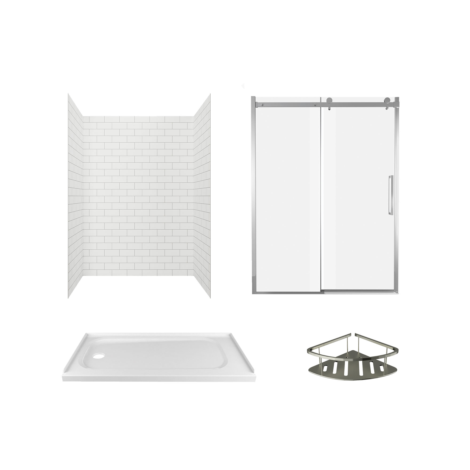 Mainstream 32in x 32in x 72in 4-Piece Glue-Up Alcove Shower Wall Set