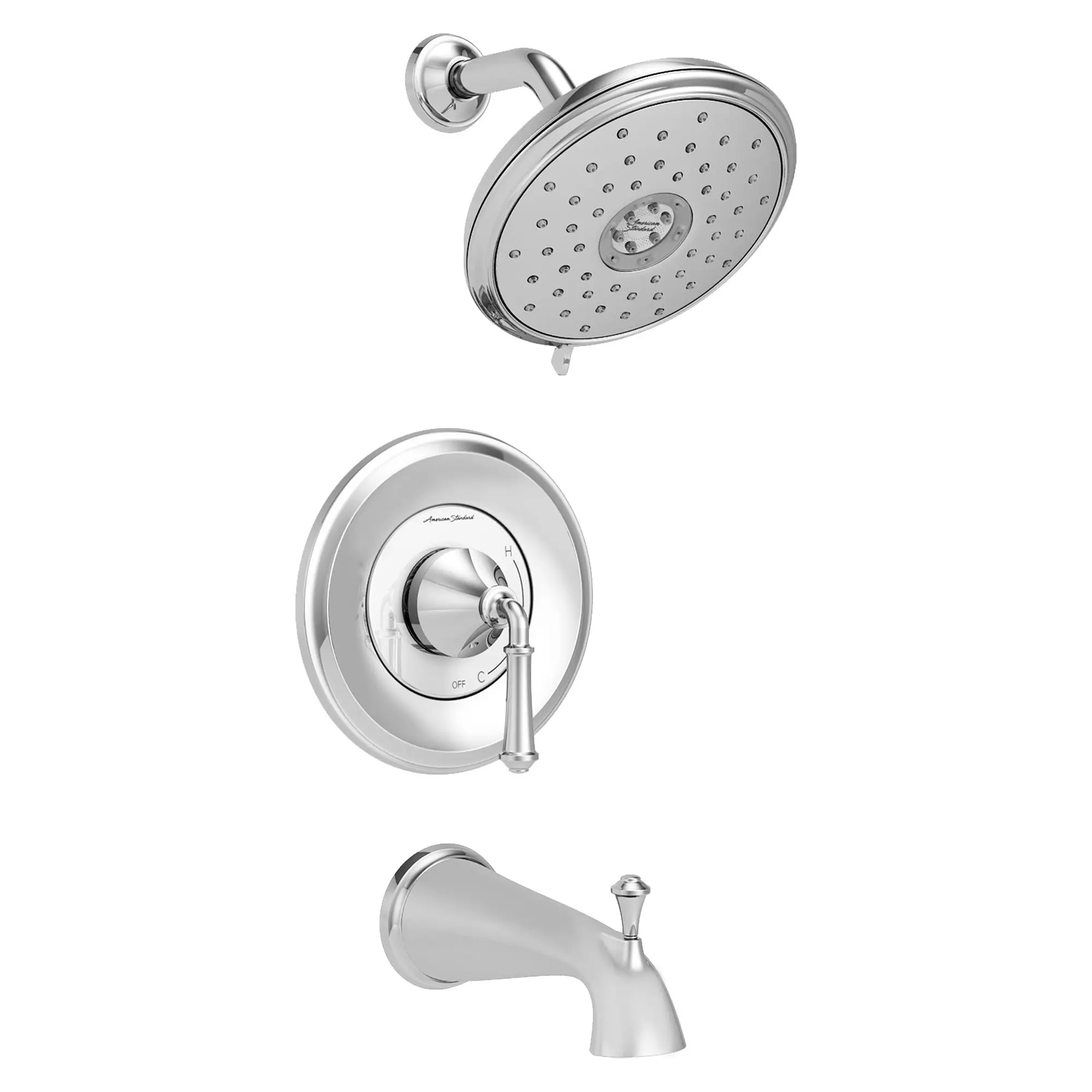 Delancey® - Ensemble de robinetterie pour baignoire/douche 1,8 gpm/6,8 L/min incluant une pomme de douche 4 fonctions à économie d'eau et une poignée à levier