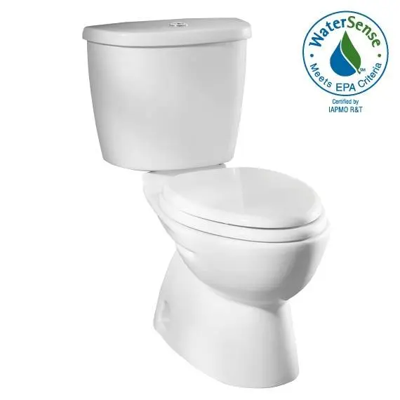 Toilette FloWise, 2 pièces, chasse double 1,6 gpc/6,0 lpc et 0,8 gpc/3,0 lpc, à cuvette allongée à hauteur régulière avec siège