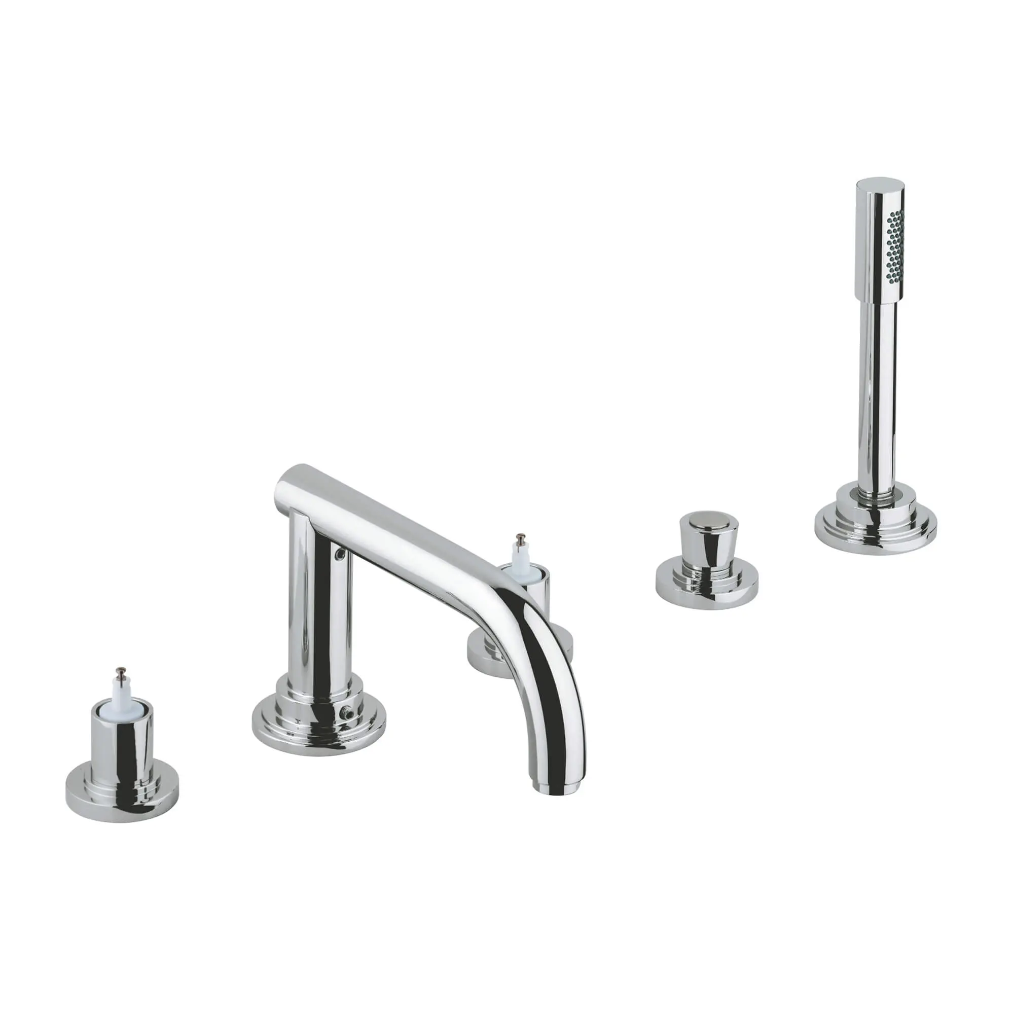 5-Hole 2-Handle Deck Mount Roman Tub Faucet with 2.5 GPM Hand Shower