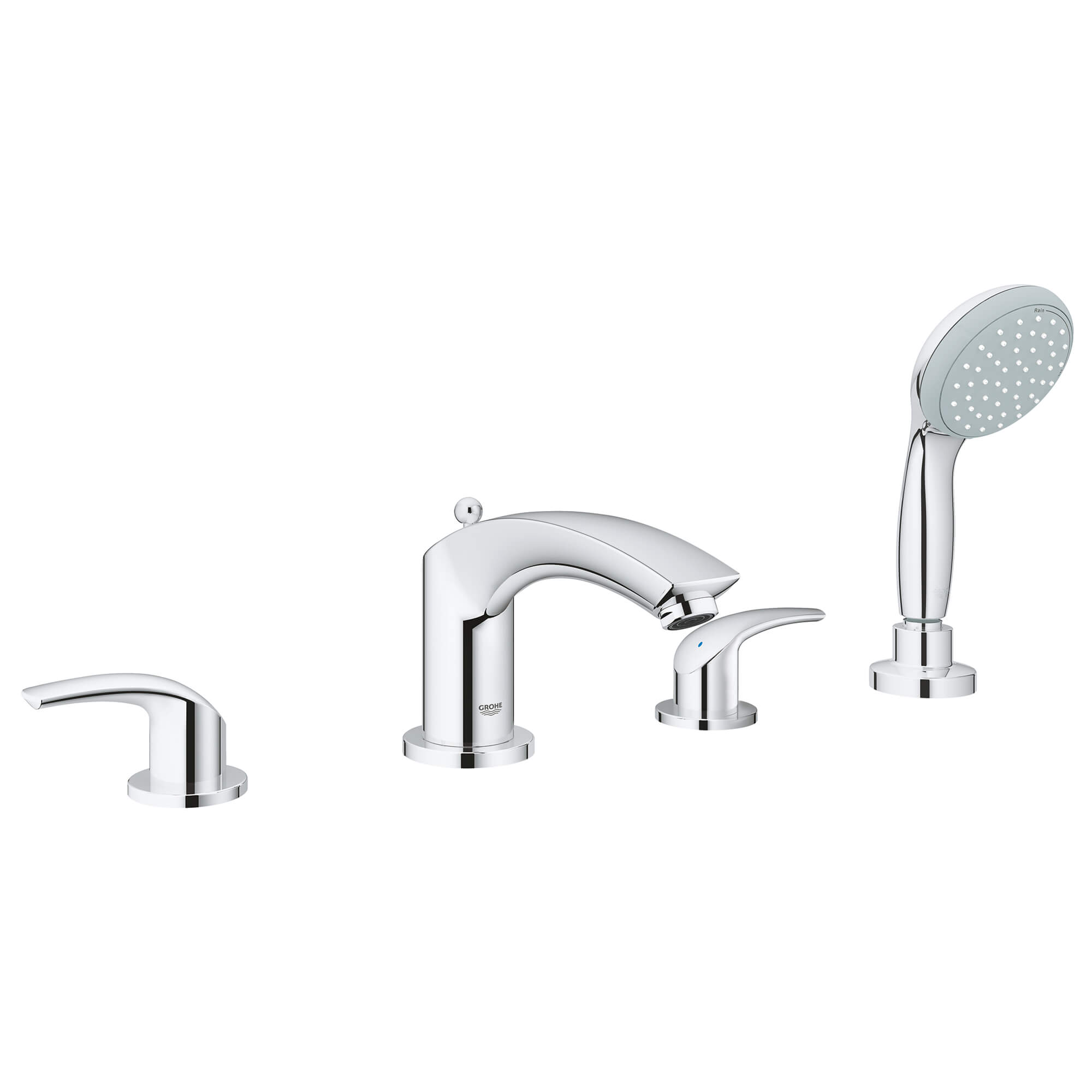 4-Hole 2-Handle Deck Mount Roman Tub Faucet with 1.75 GPM Hand Shower