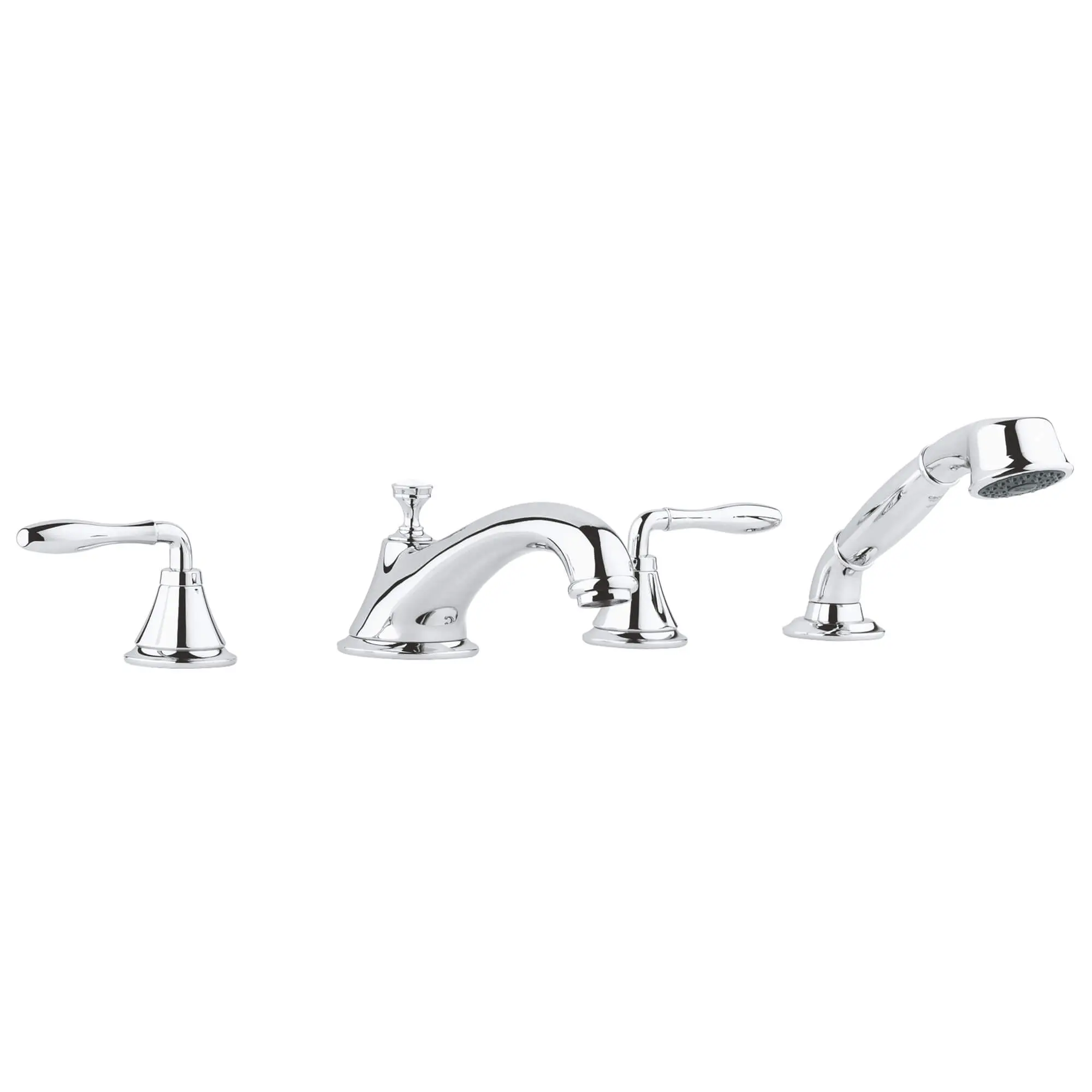 4-Hole 2-Handle Deck Mount Roman Tub Faucet with 1.75 GPM Hand Shower