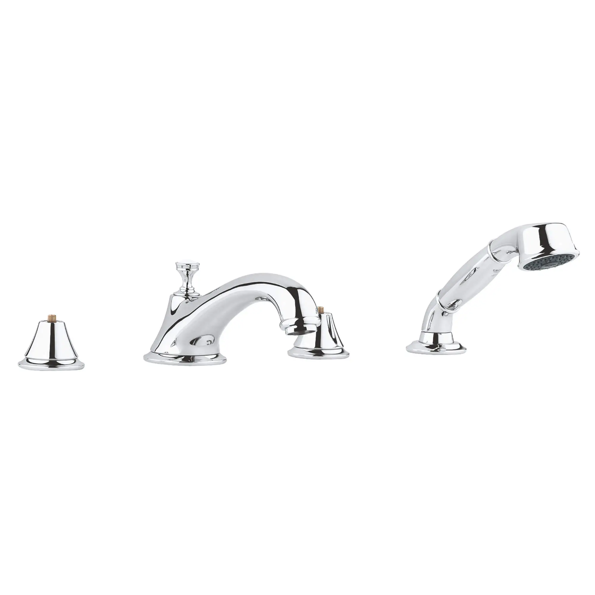 4-Hole 2-Handle Deck Mount Roman Tub Faucet with 1.75 GPM Hand Shower