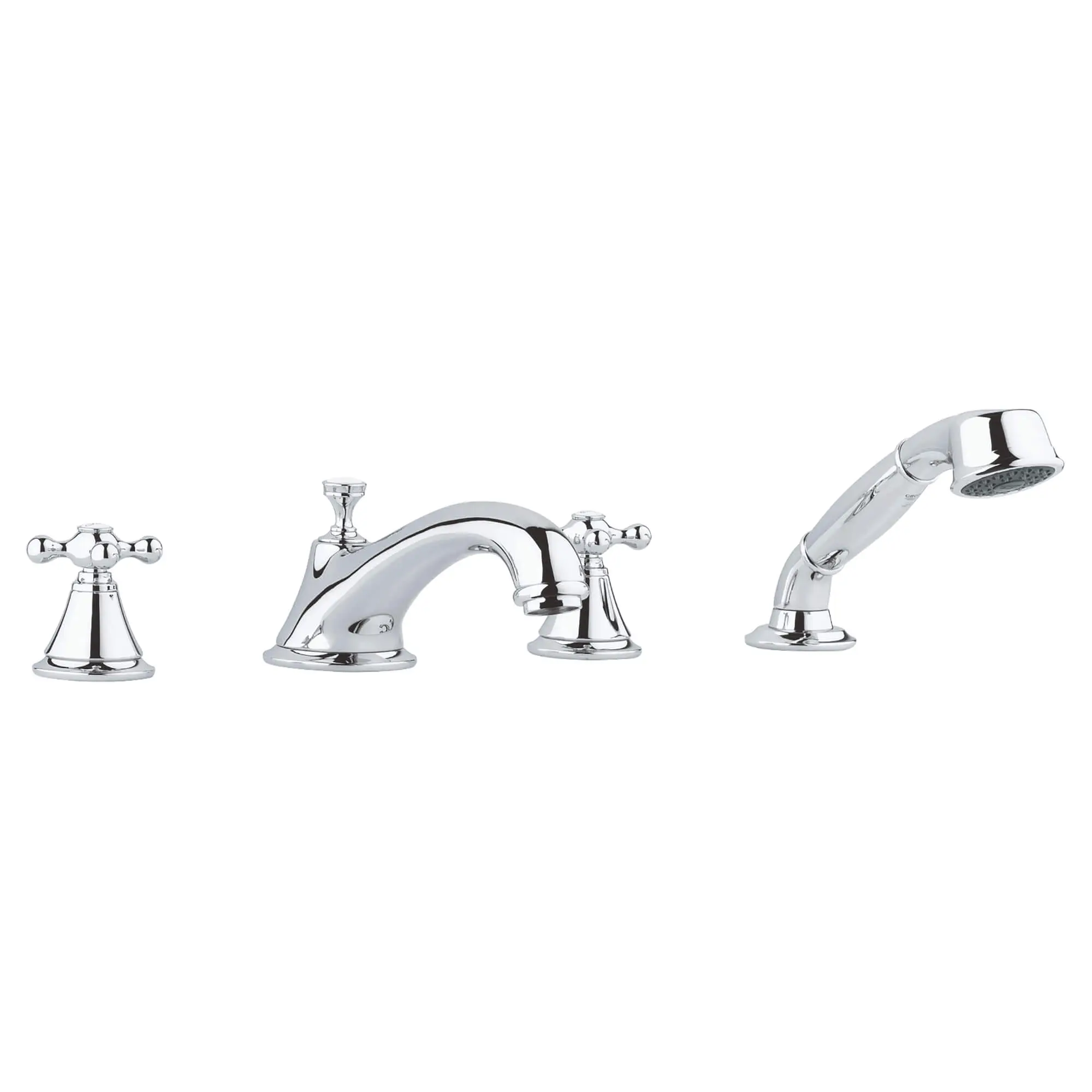 4-Hole 2-Handle Deck Mount Roman Tub Faucet with 1.75 GPM Hand Shower