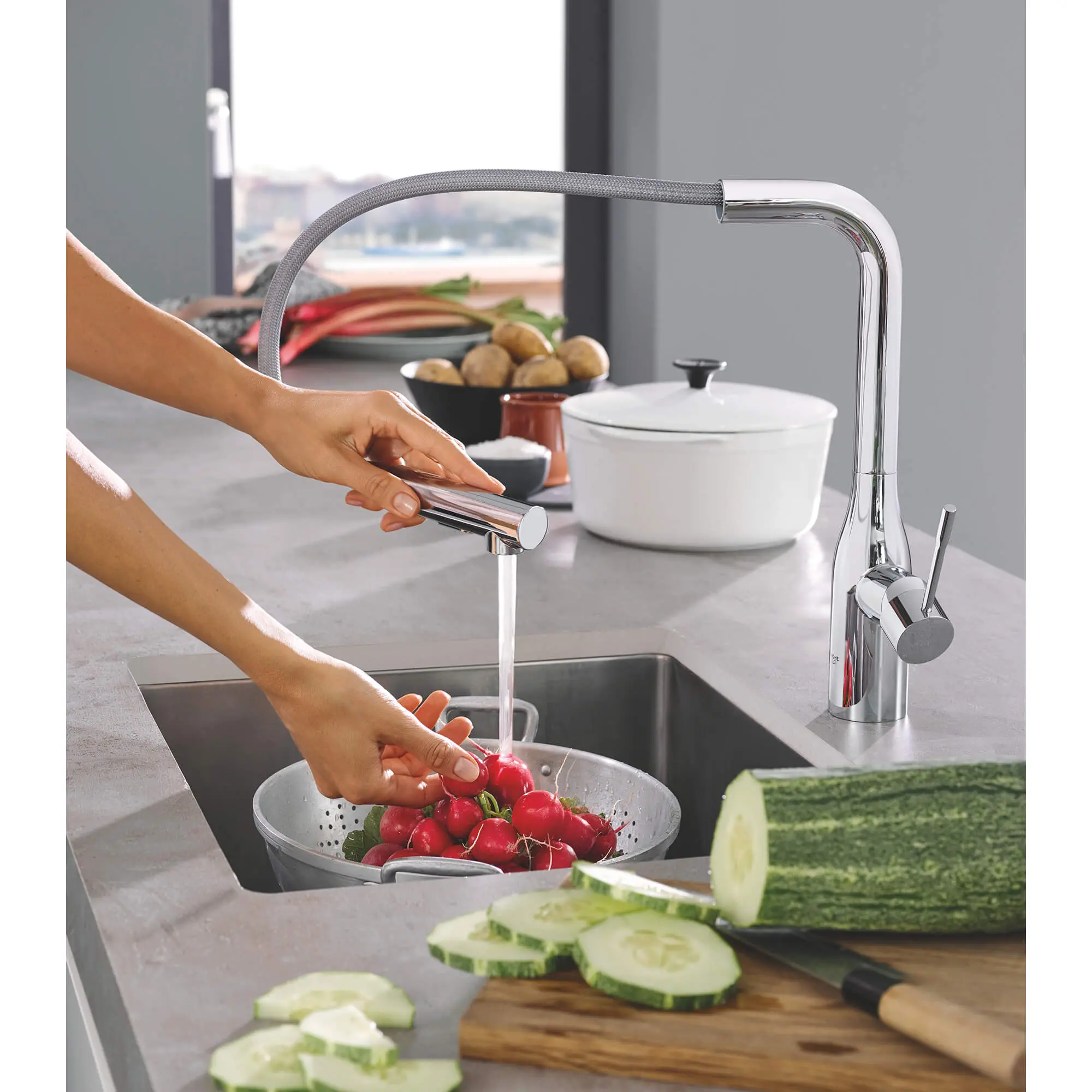 Single-Handle Pull-Out Kitchen Faucet Dual Spray 6.6 L/min (1.75 gpm)