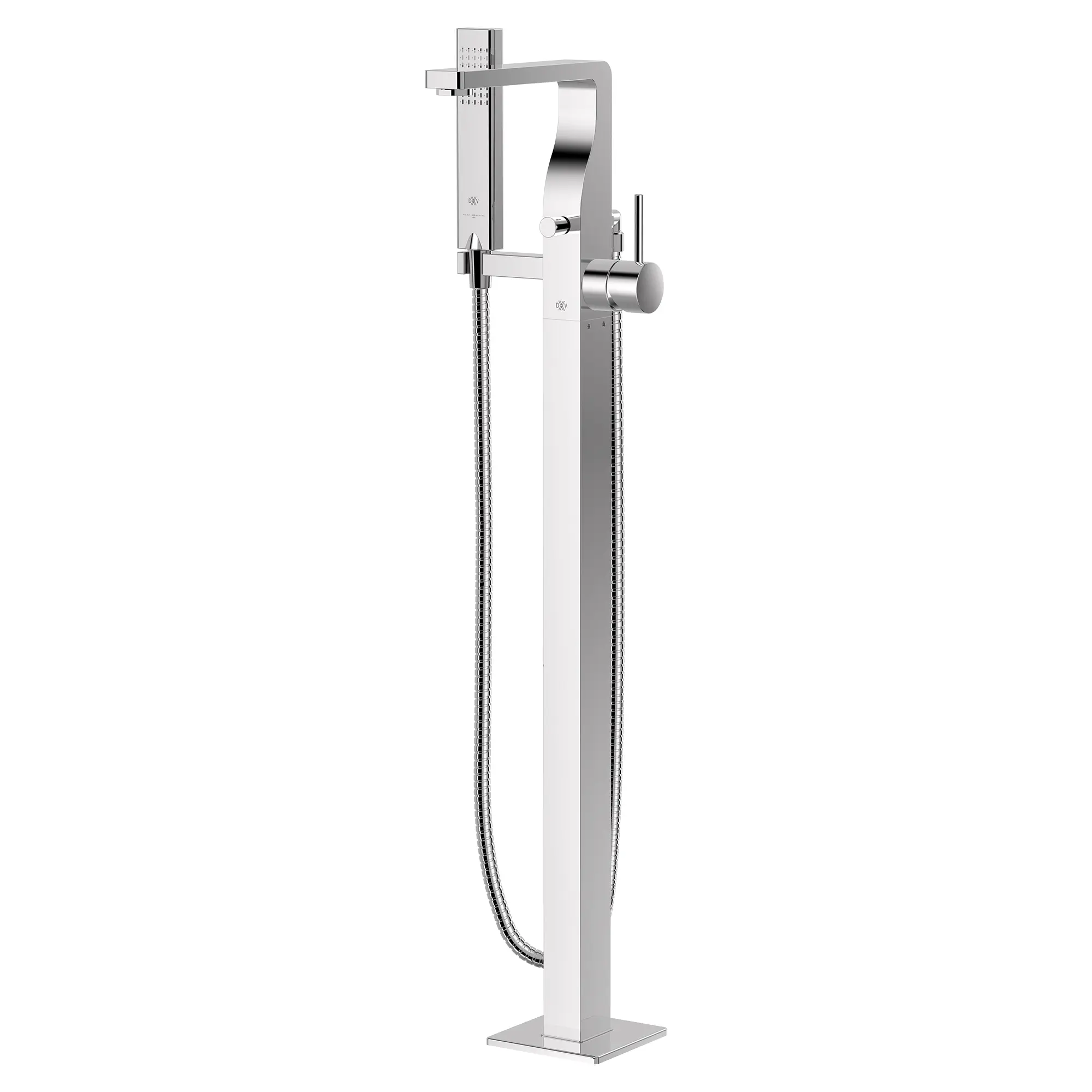 Equility® Square Floor Mount Bathtub Filler with Hand Shower and Lever Handle