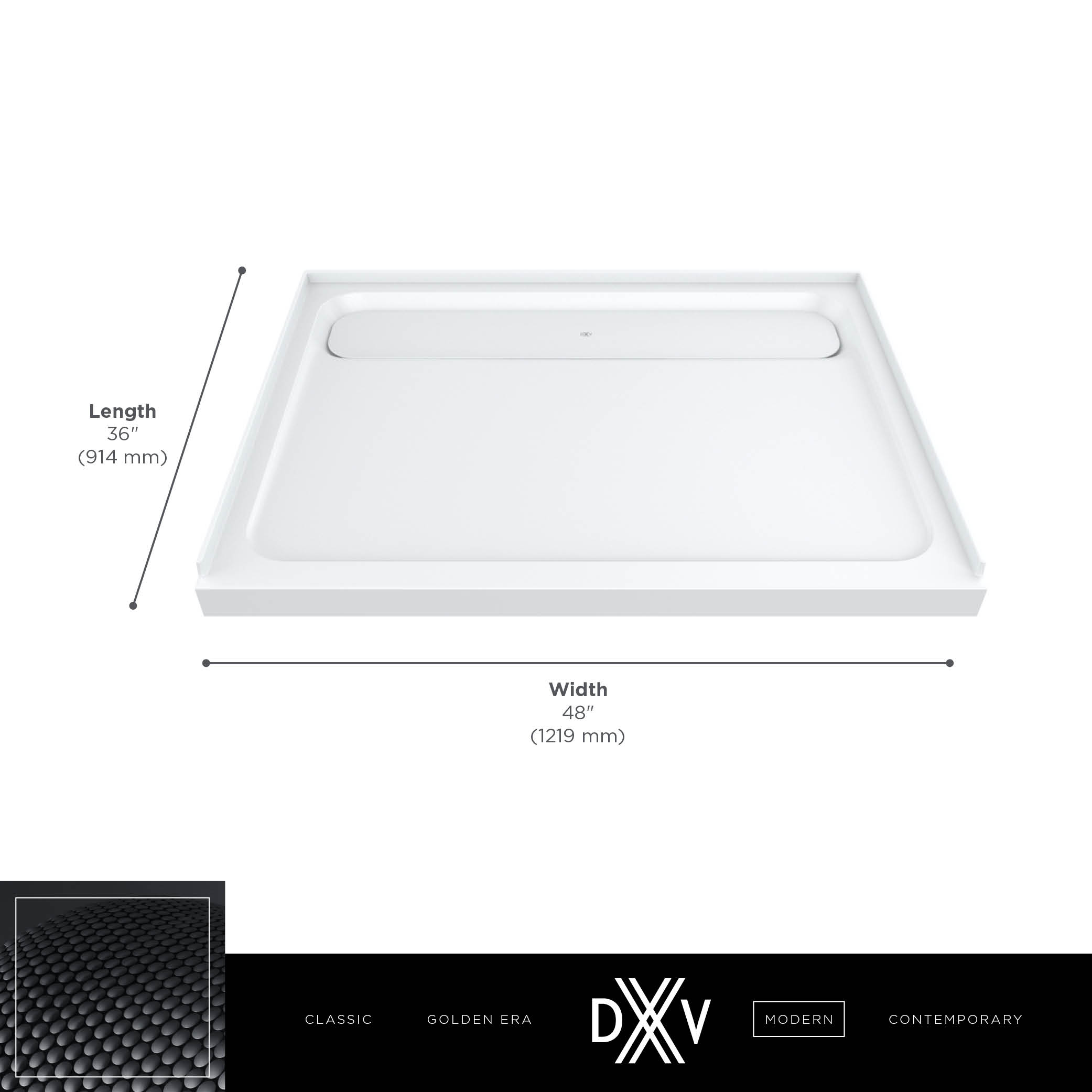 DXV MODULUS 48” X 36” SOLID SURFACE SHOWER BASE