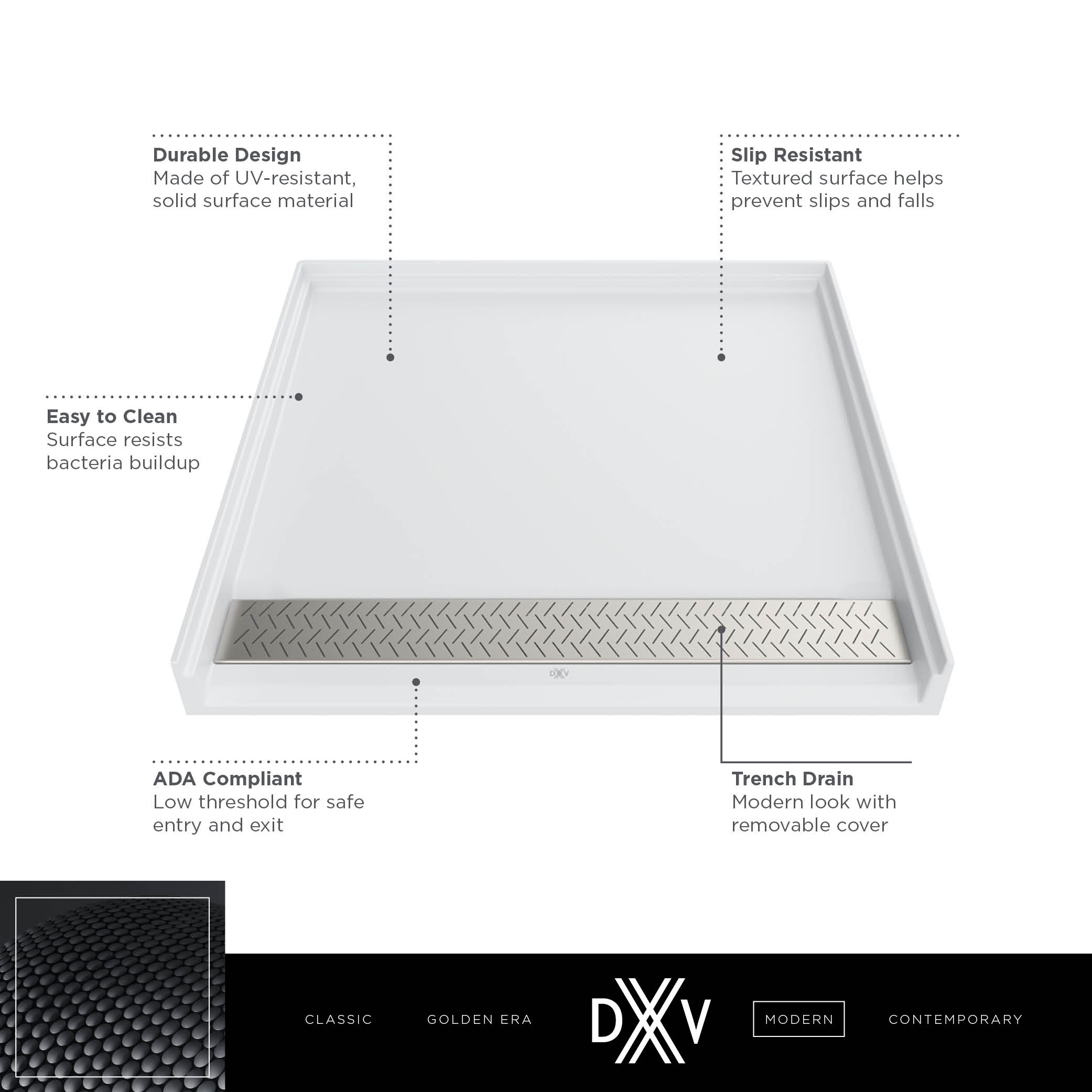 DXV MODULUS 38” X 38” SOLID SURFACE SHOWER BASE