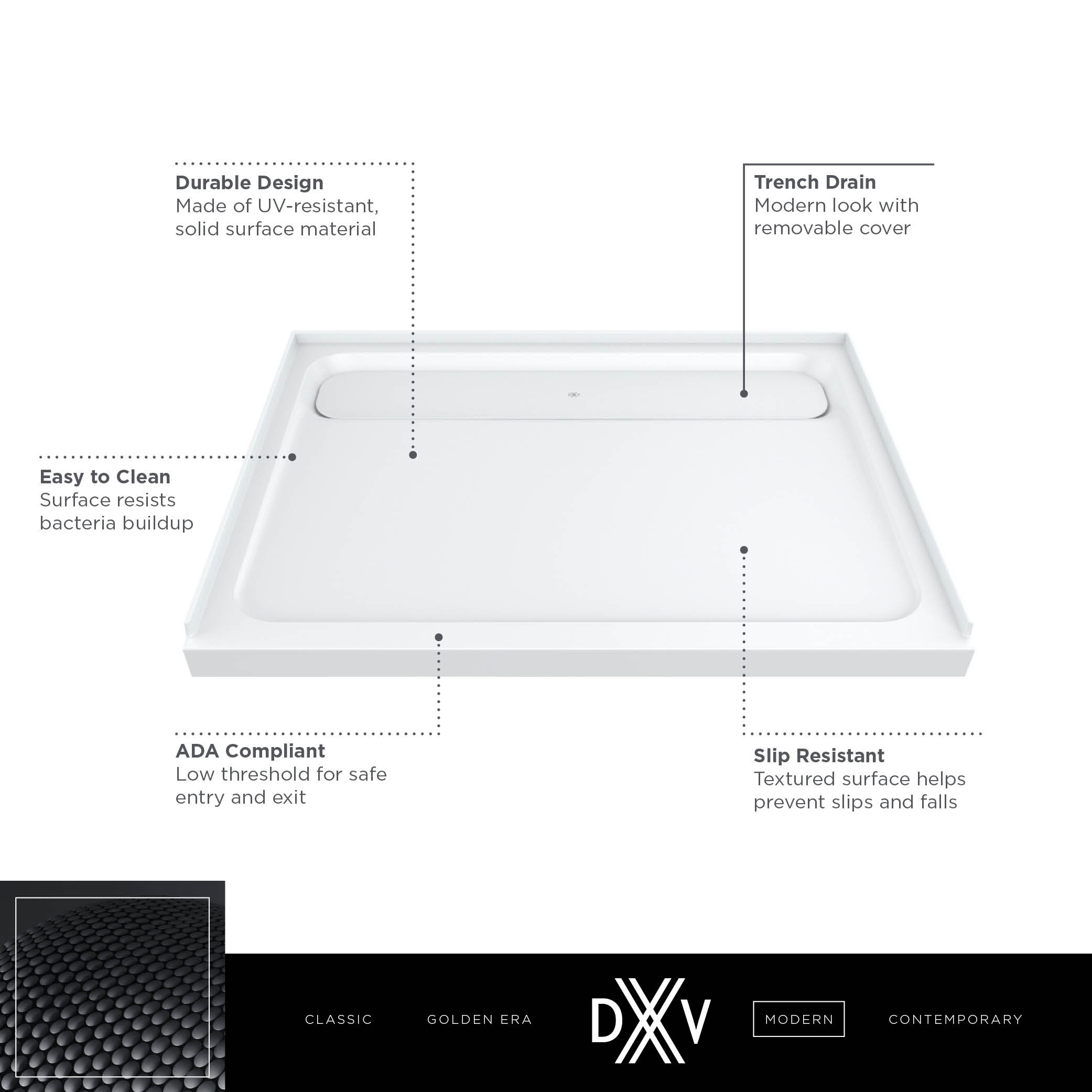 DXV MODULUS 48” X 36” SOLID SURFACE SHOWER BASE