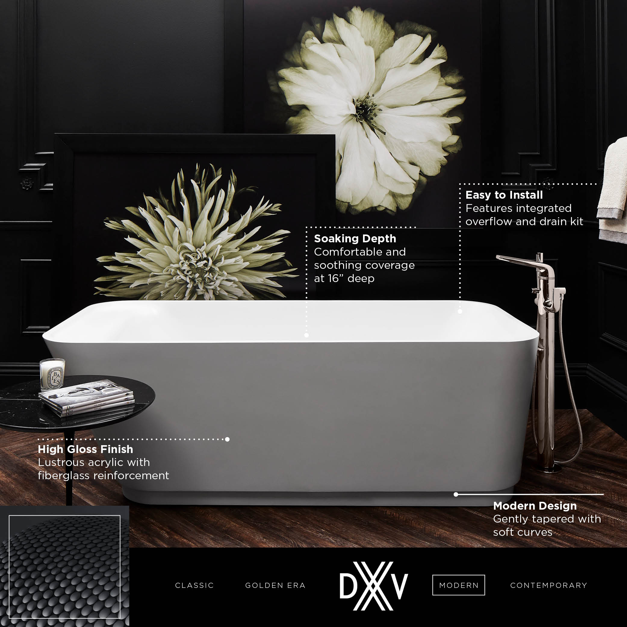 DXV Modulus 72 in. x 32 in. Freestanding Bathtub