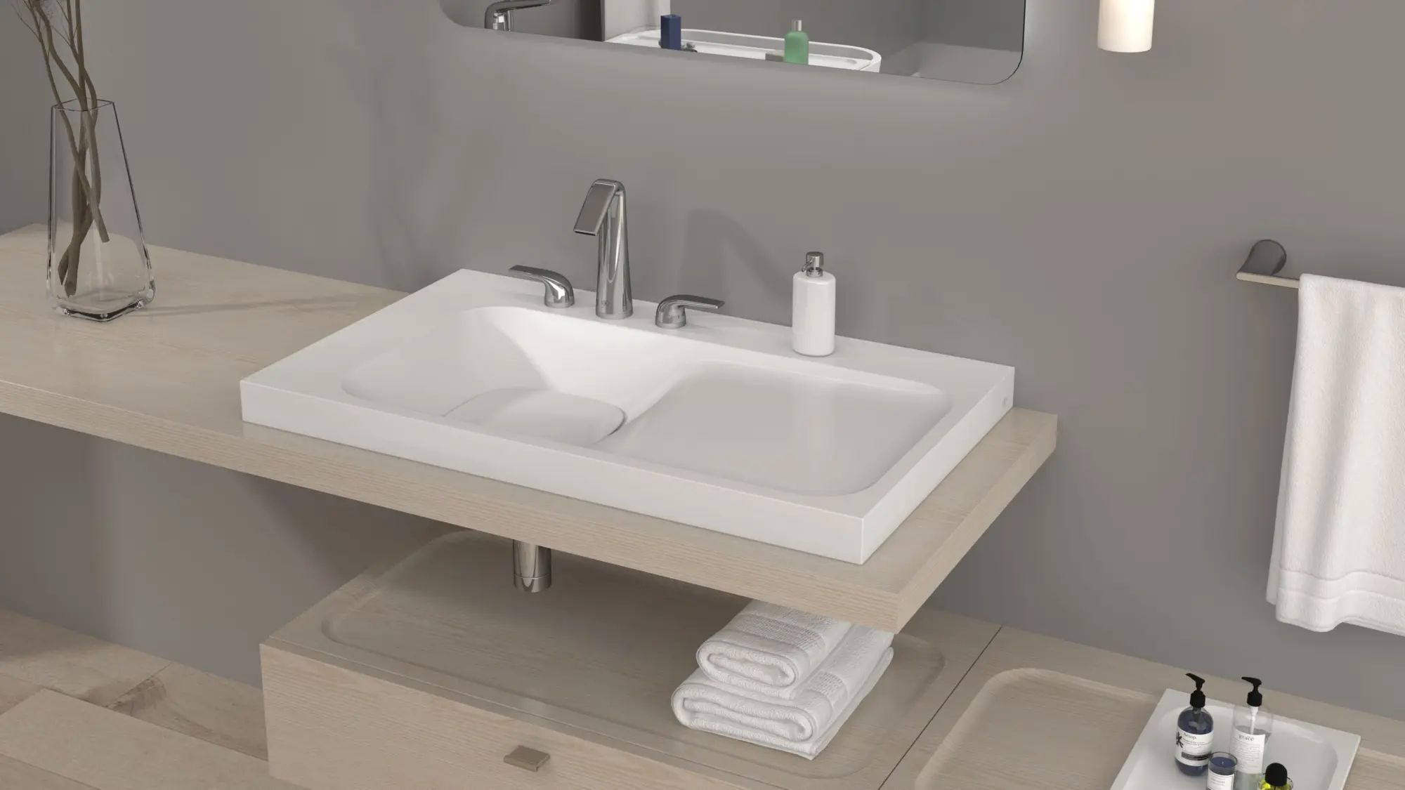 Lavabo de 36 po DXV Modulus - trois trous, G (sur la gauche)