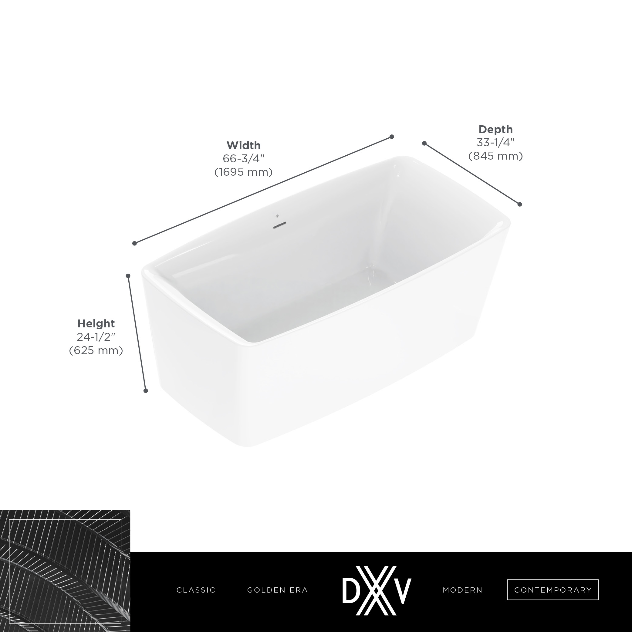 Equility® 67 in. x 33 in. Freestanding Bathtub