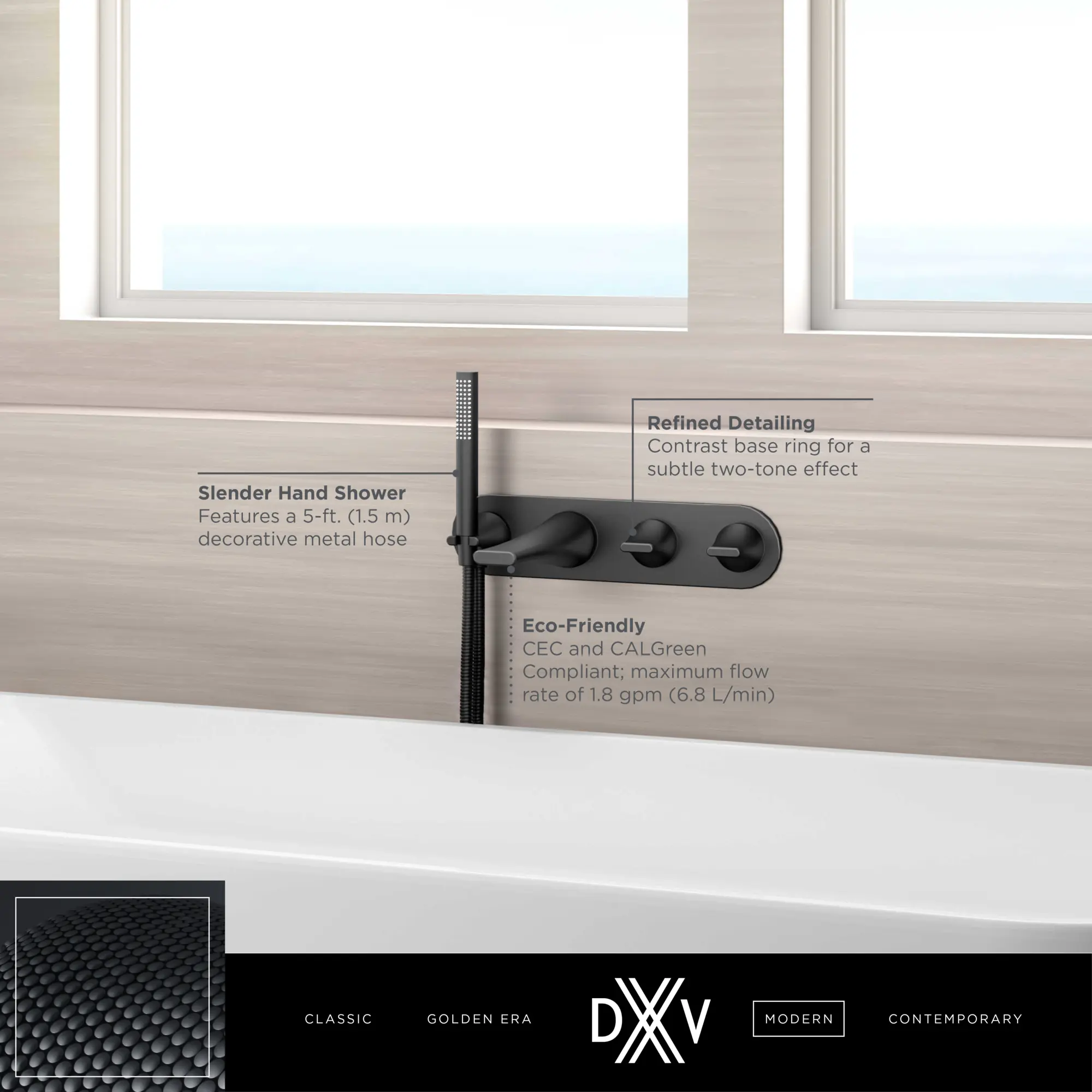 DXV Modulus 2-Handle Wall Mount Bathtub Faucet with Hand Shower