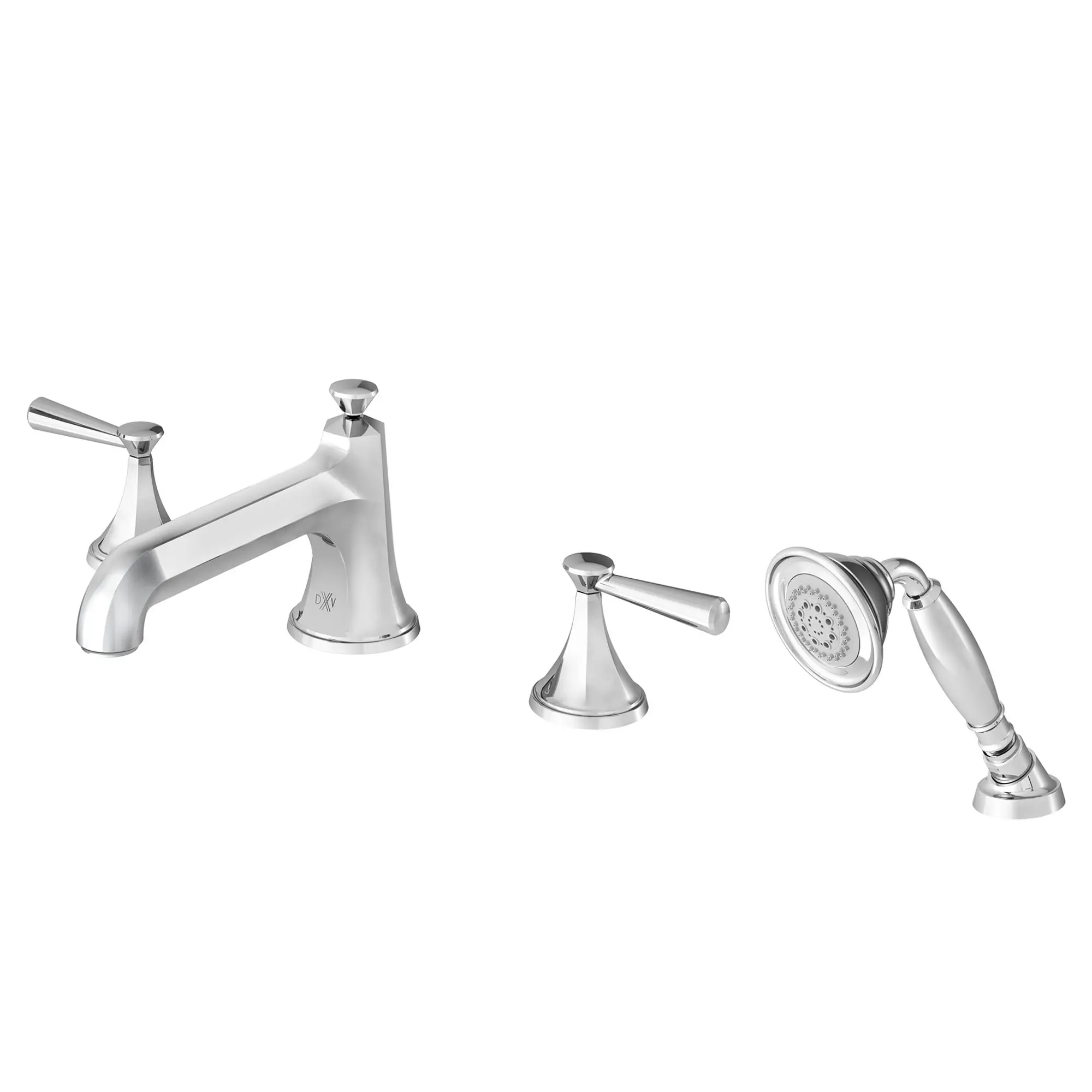 Fitzgerald 2-Handle Deck Mount Bathtub Faucet with Hand Shower and Lever Handles