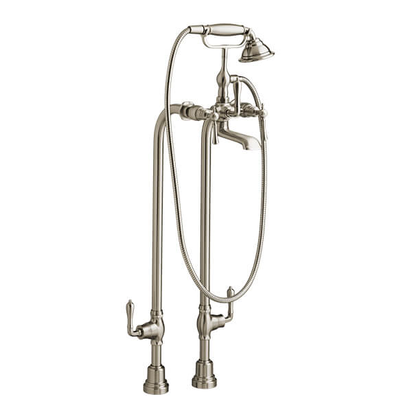 Transitional Floor Mount Bathtub Filler with Hand Shower and Randall® Lever Handles
