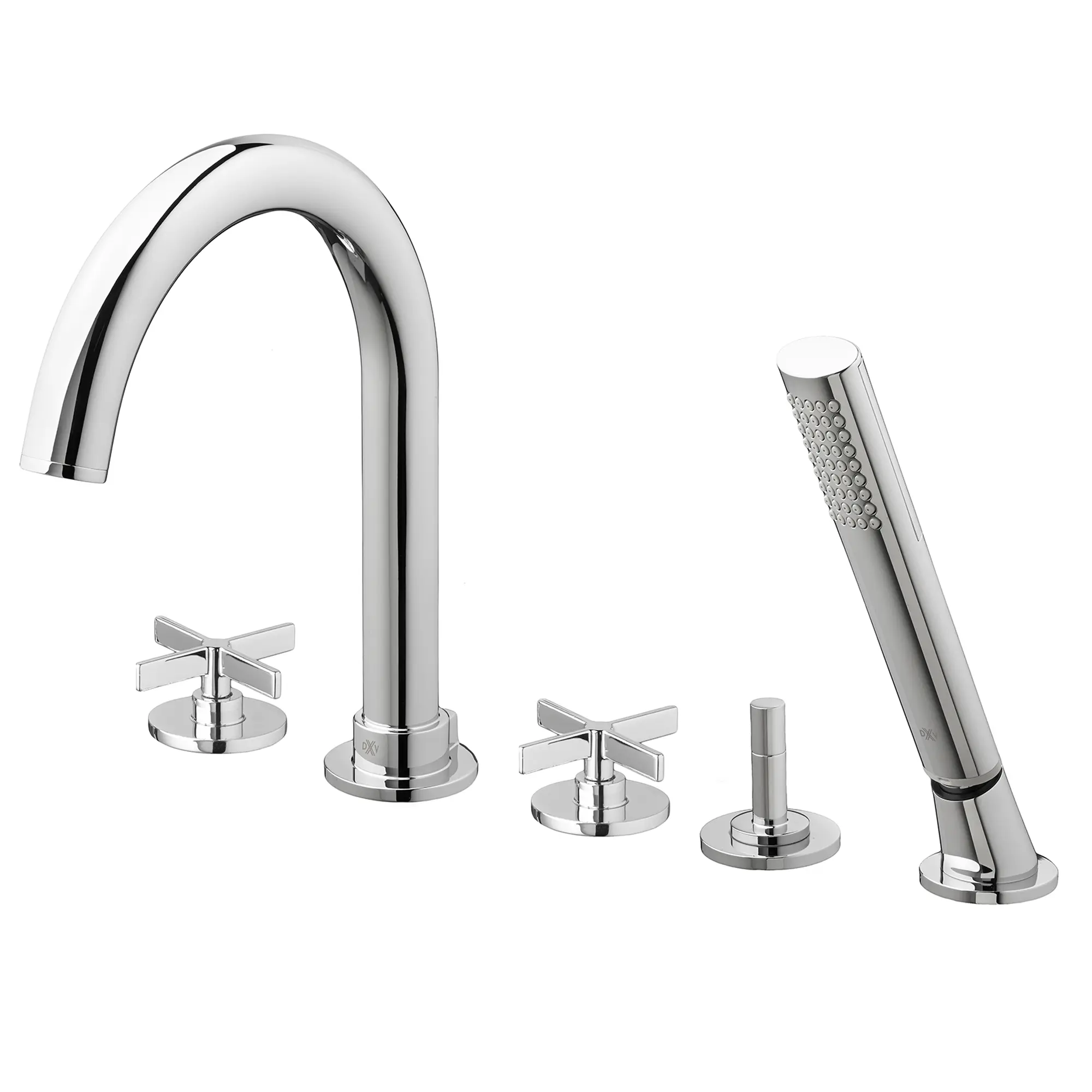 Percy 2-Handle Deck Mount Bathtub Faucet with Hand Shower and Cross Handles