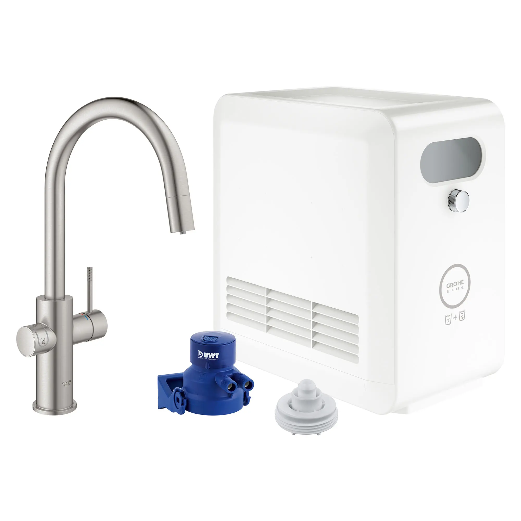 GROHE Blue Single-Handle Pull Down Kitchen Faucet Single Spray 6.6 L/min (1.75 gpm) Chilled & Sparkling Water