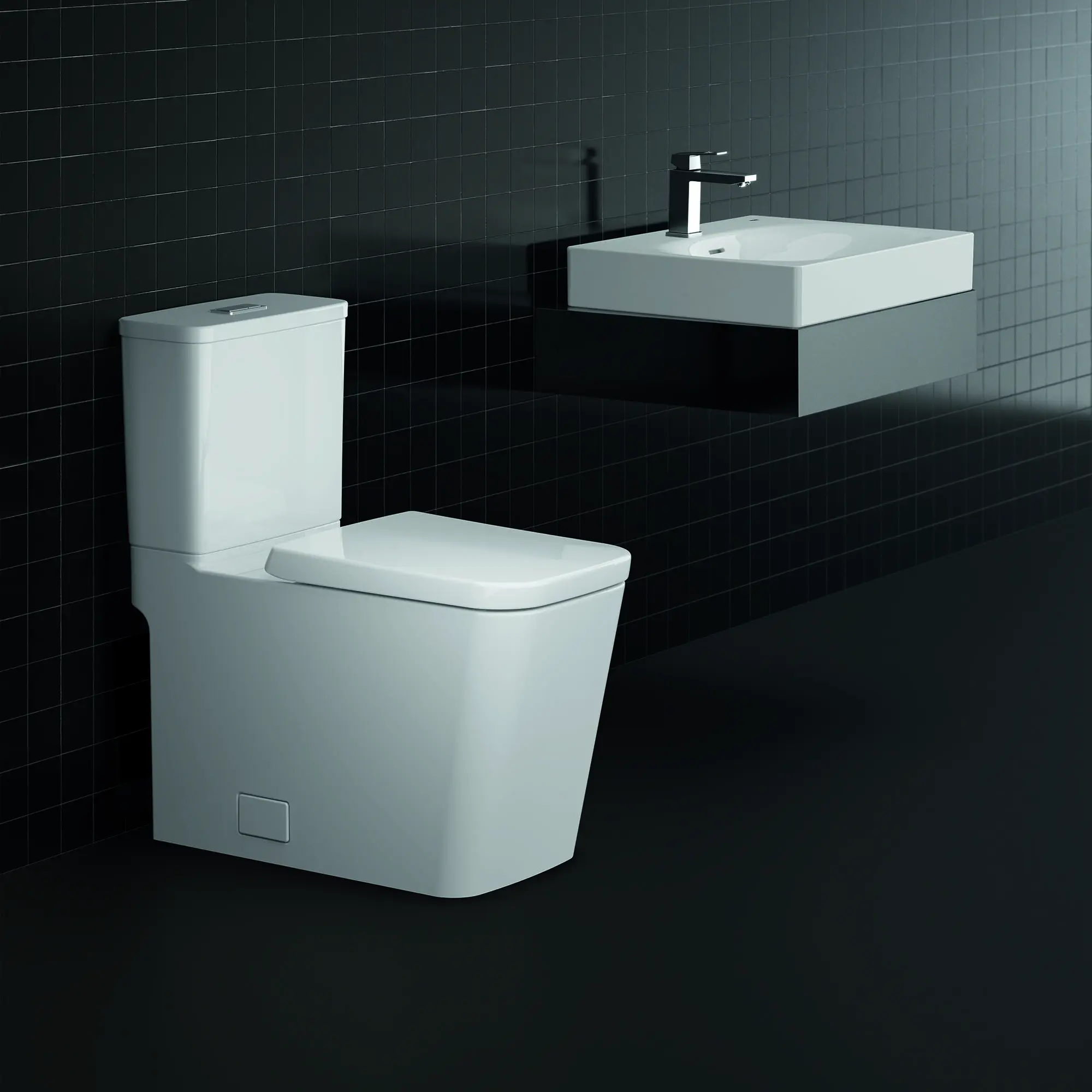 Two-Piece Dual Flush Right Height Elongated Toilet With Seat