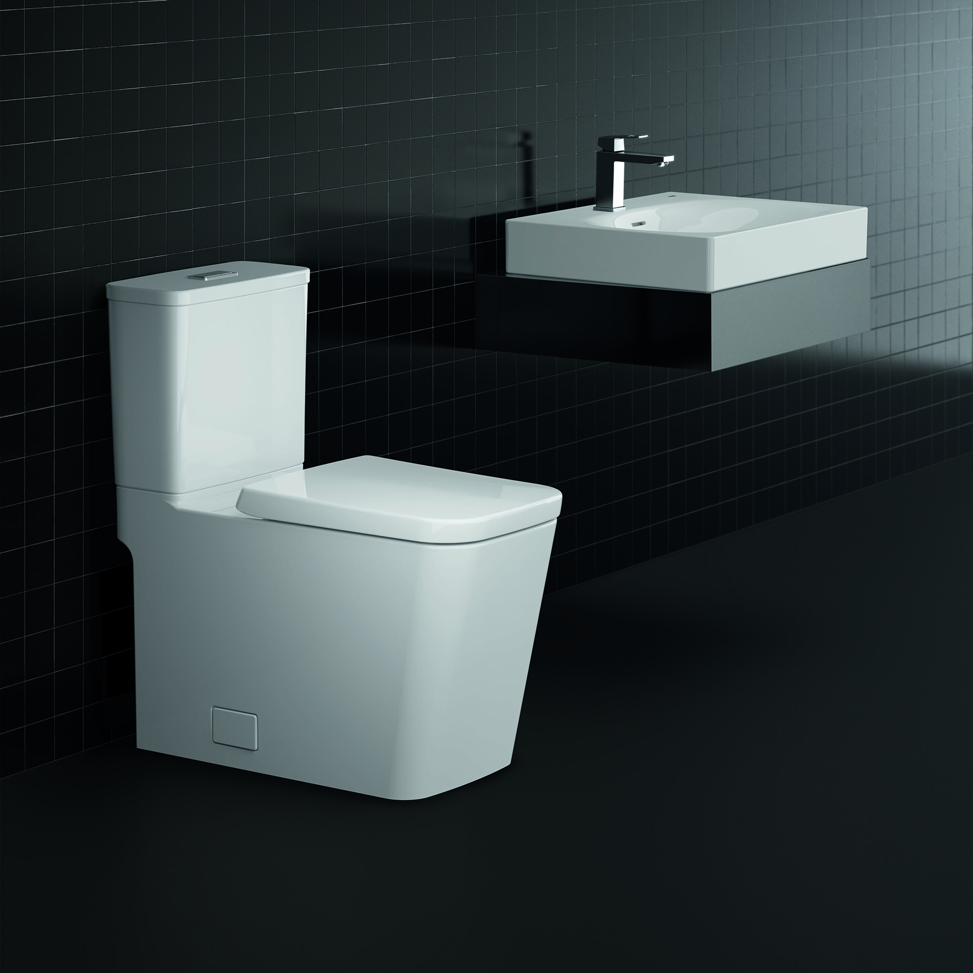 Two-Piece Dual Flush Right Height Elongated Toilet With Seat