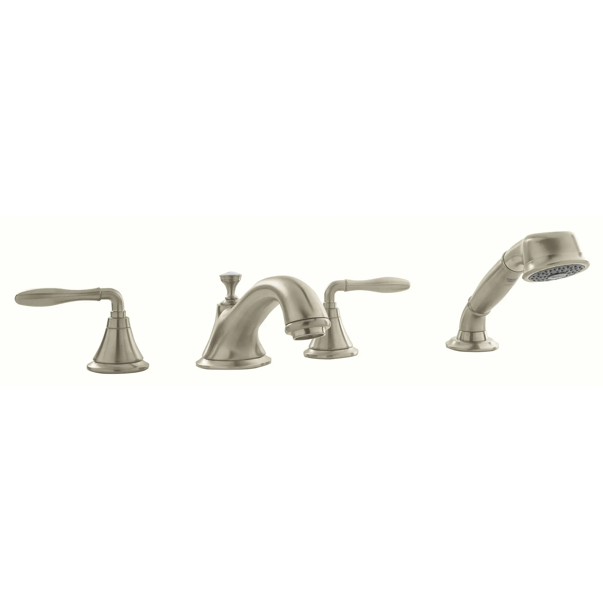 4-Hole 2-Handle Deck Mount Roman Tub Faucet with 2.5 GPM Hand Shower