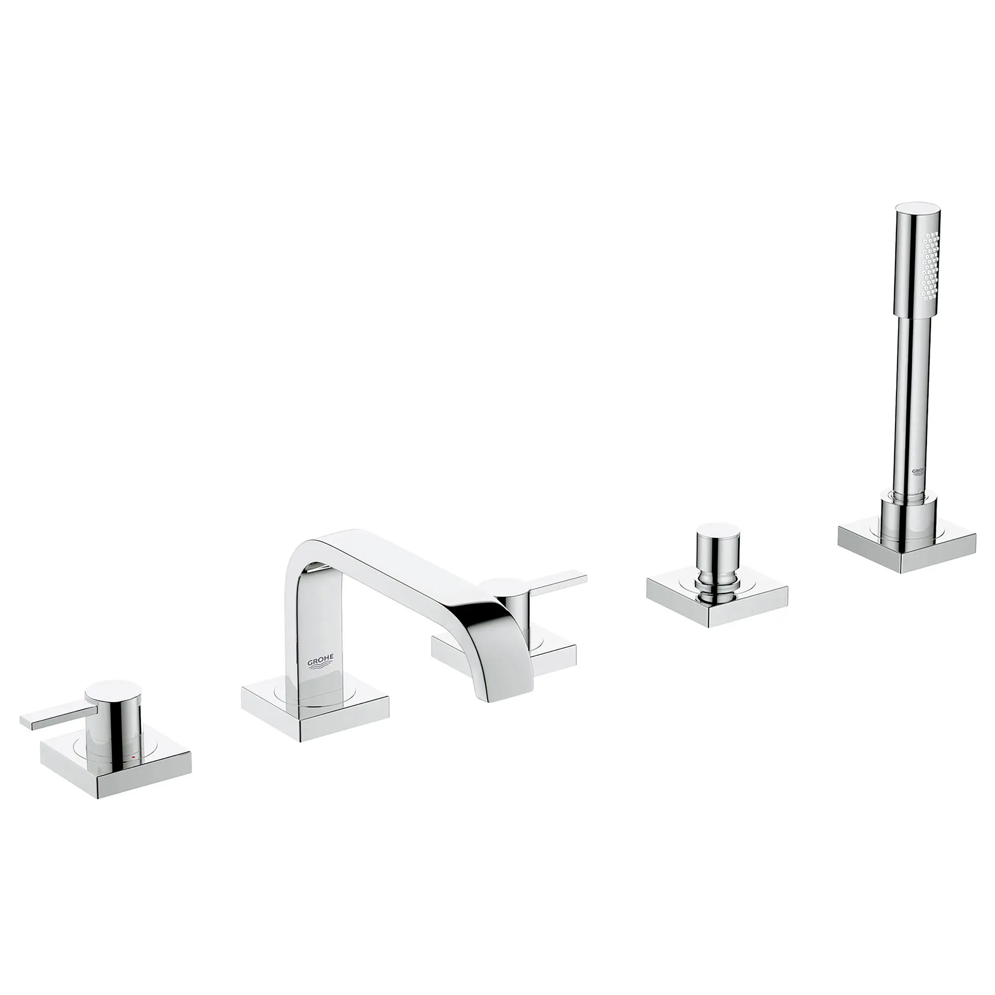 5-Hole 2-Handle Deck Mount Roman Tub Faucet with 2.5 GPM Hand Shower