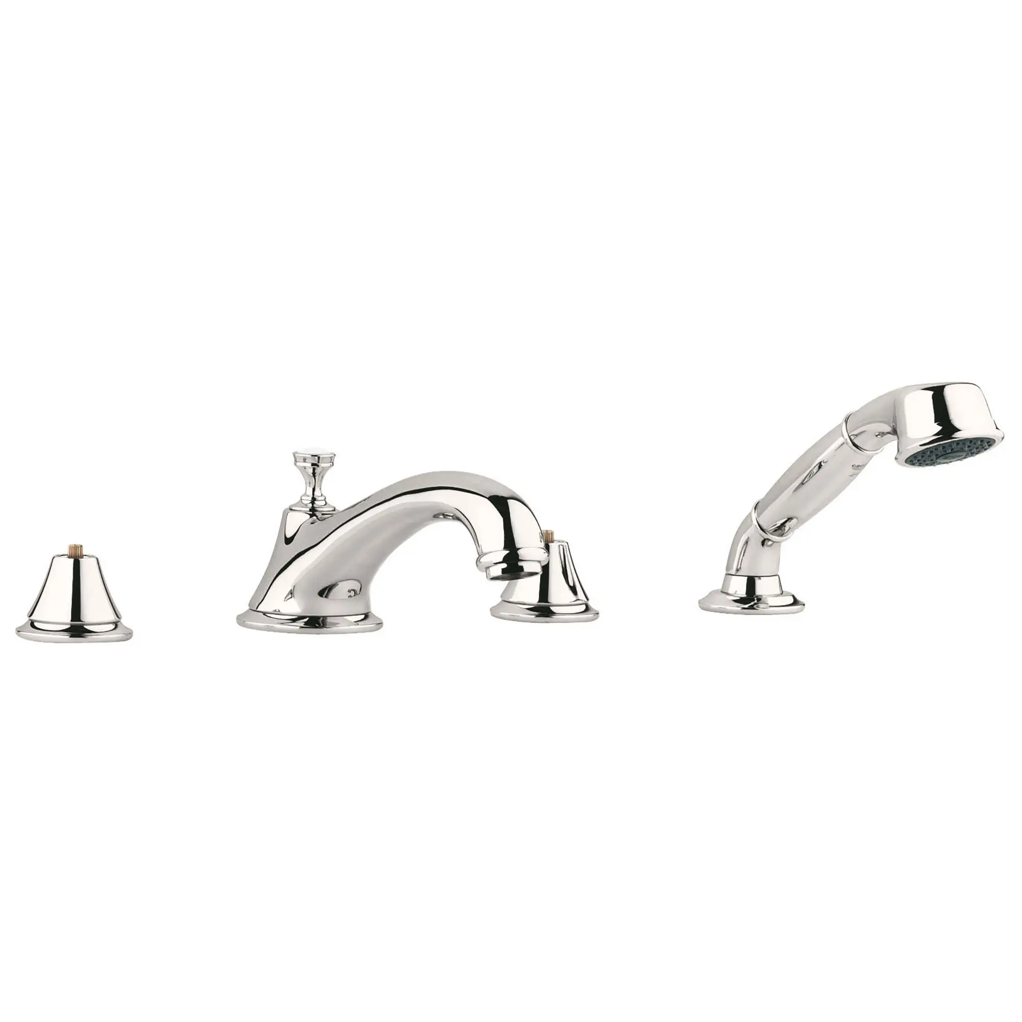 4-Hole 2-Handle Deck Mount Roman Tub Faucet with 2.5 GPM Hand Shower