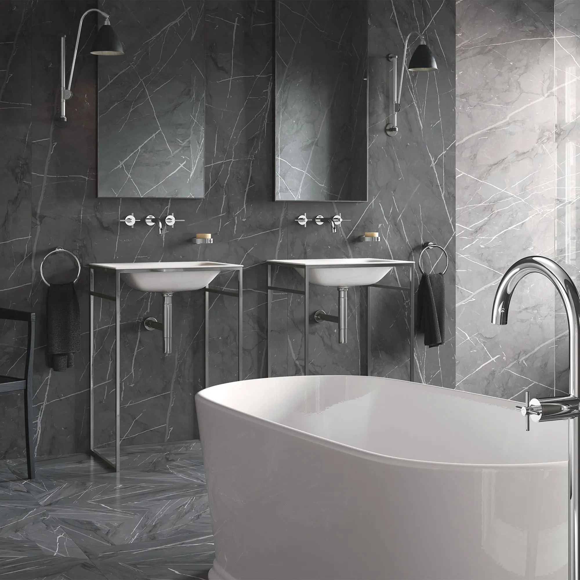 2-Handle 3-Hole Wall Mount Vessel Bathroom Faucet  4.5 L/min (1.2 gpm)