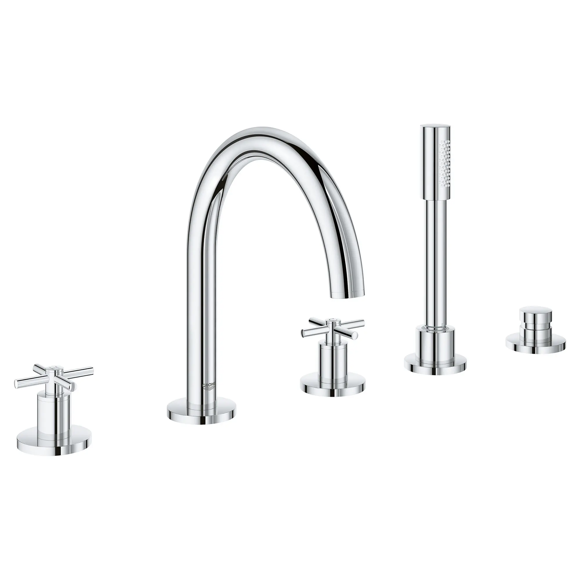 5-Hole 2-Handle Deck Mount Roman Tub Faucet with 1.75 GPM Hand Shower