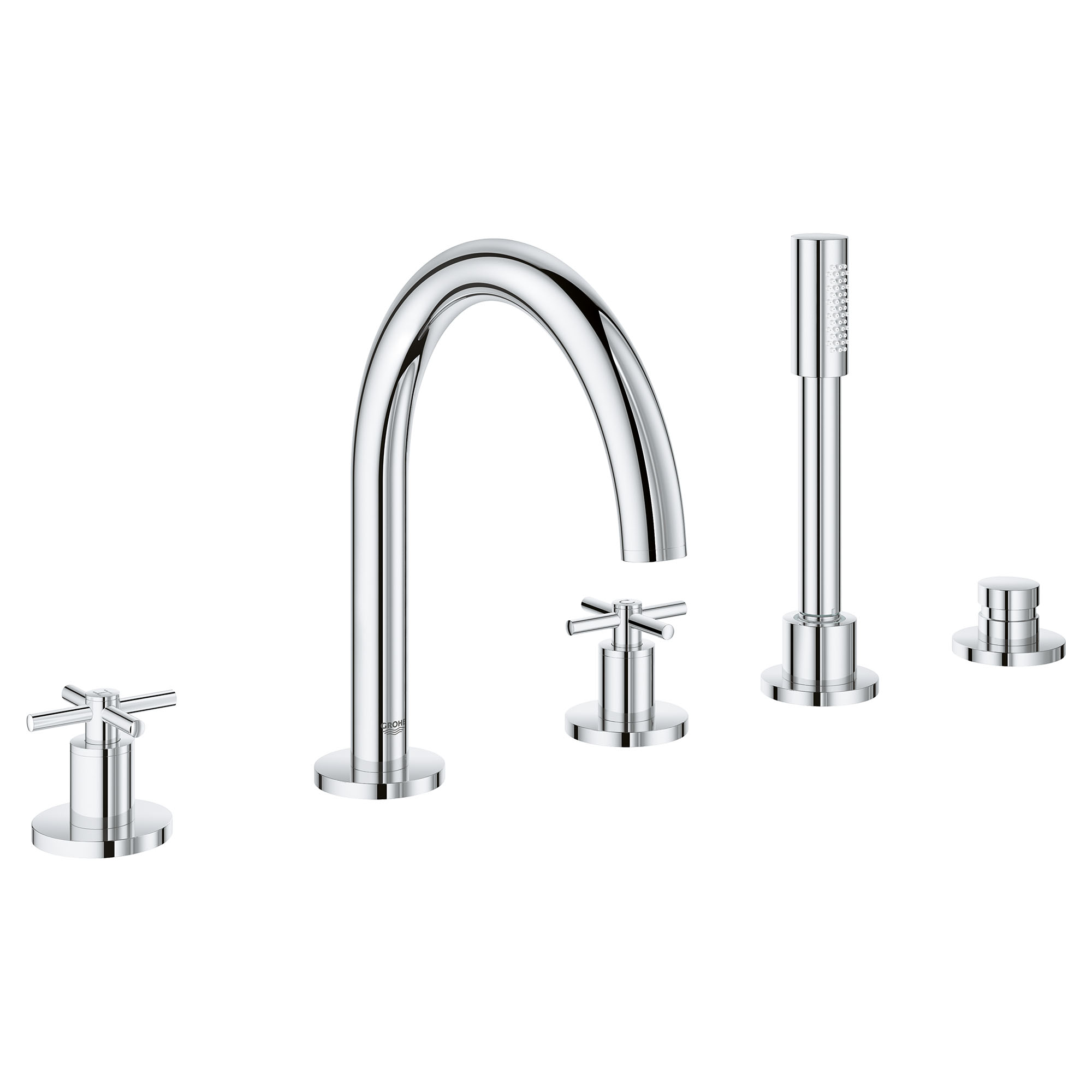 5-Hole 2-Handle Deck Mount Roman Tub Faucet with 6.6 L/min (1.75 gpm) Hand Shower