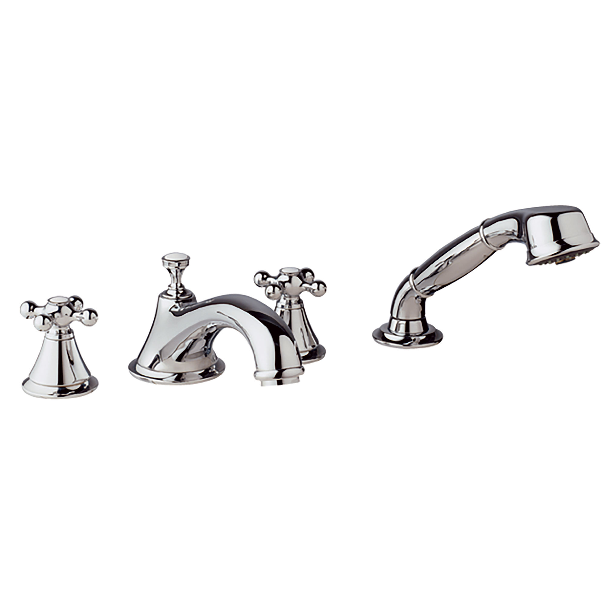 4-Hole 2-Handle Deck Mount Roman Tub Faucet with 2.5 GPM Hand Shower