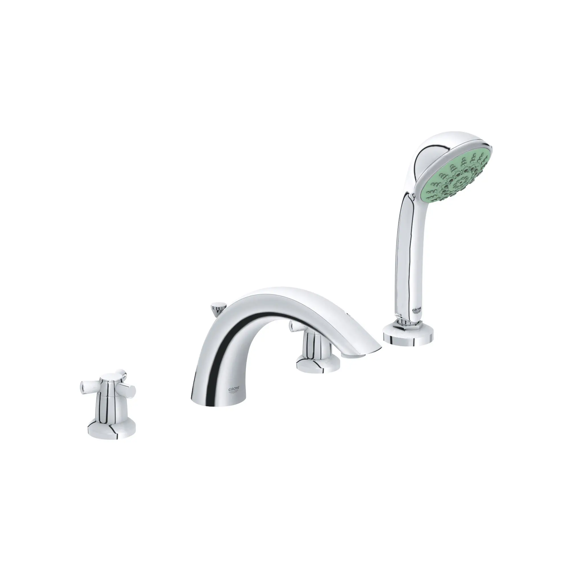 4-Hole 2-Handle Deck Mount Roman Tub Faucet with 2.5 GPM Hand Shower