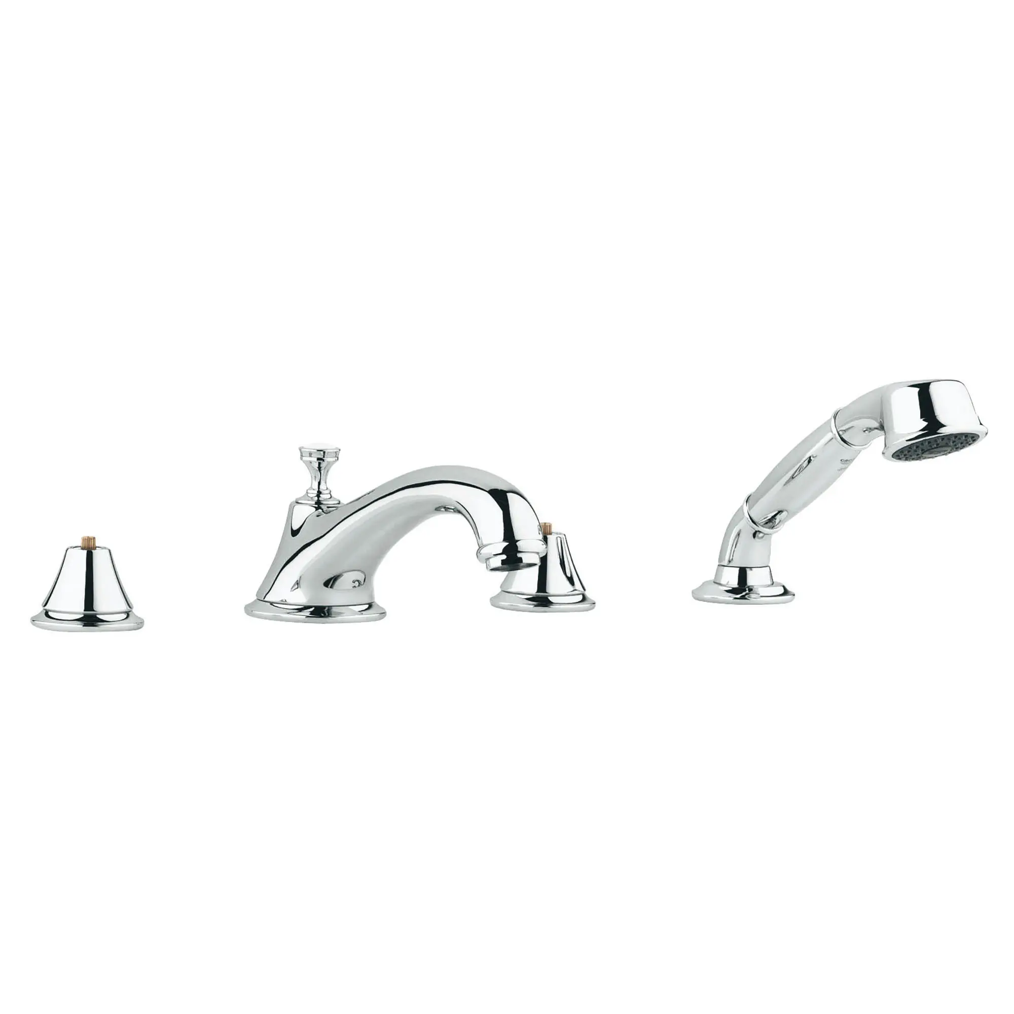 4-Hole 2-Handle Deck Mount Roman Tub Faucet with 2.5 GPM Hand Shower