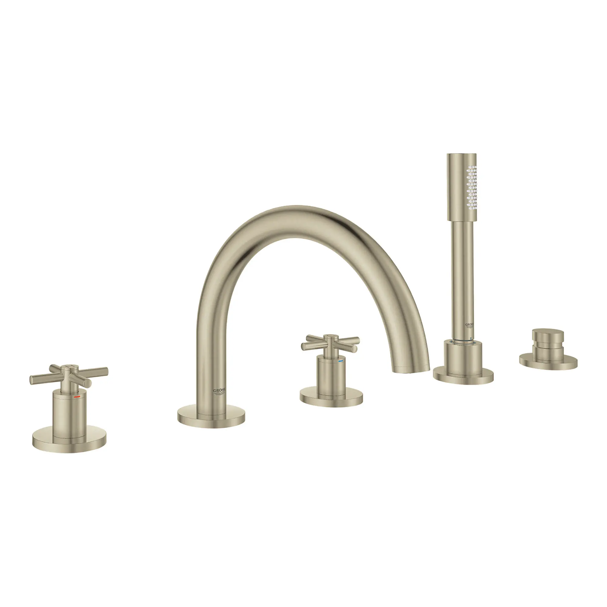 5-Hole 2-Handle Deck Mount Roman Tub Faucet with 1.75 GPM Hand Shower