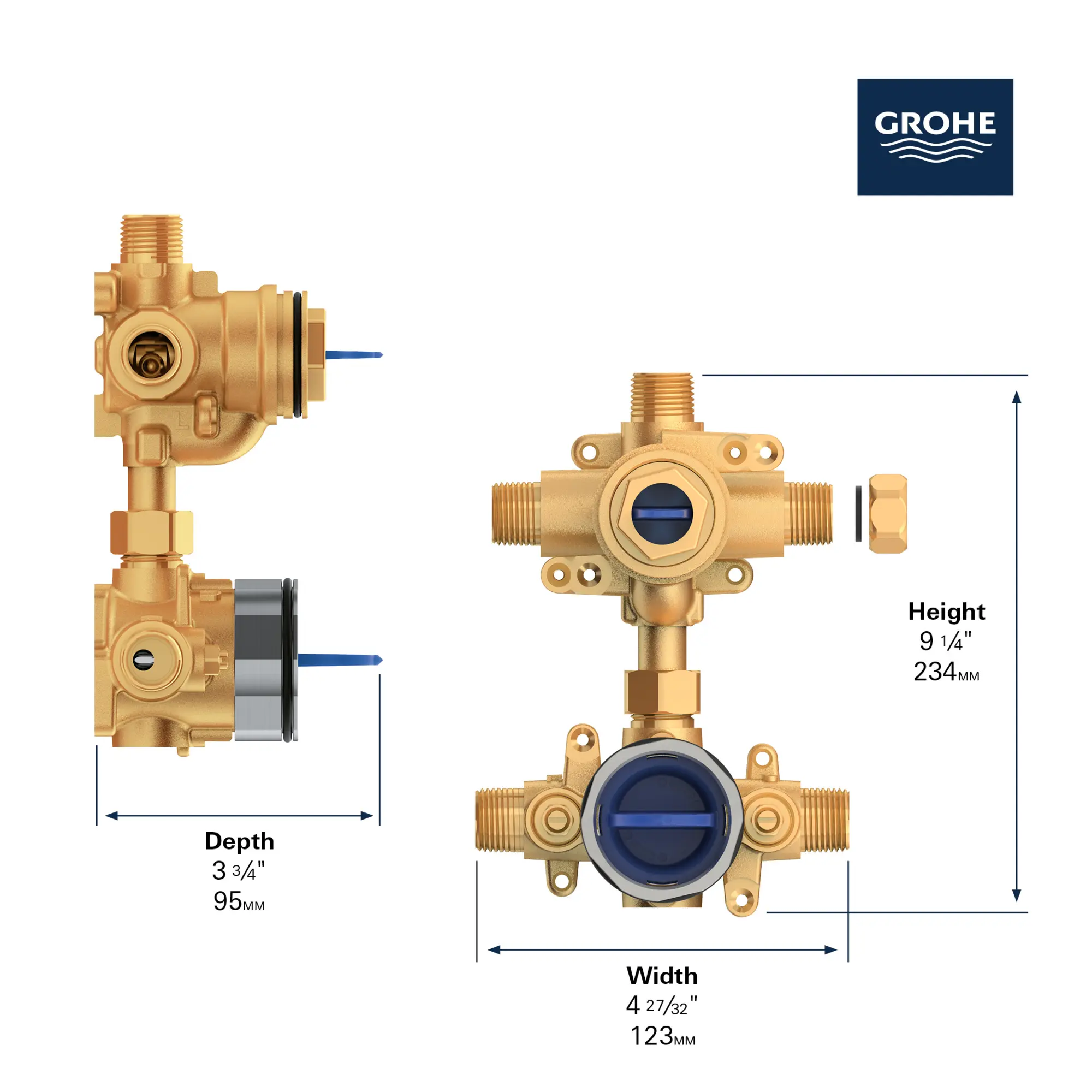 GROHSAFE 3.0 PRESSURE BALANCE VALVE WITH INTEGRATED DIVERTER