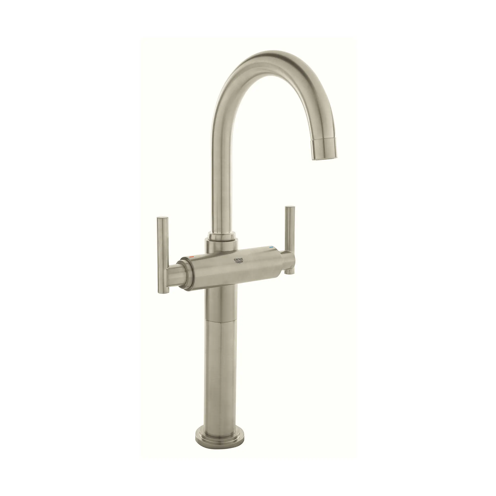 2-Handle Single-Hole High Arc Vessel Bathroom Faucet - 5.7L/min