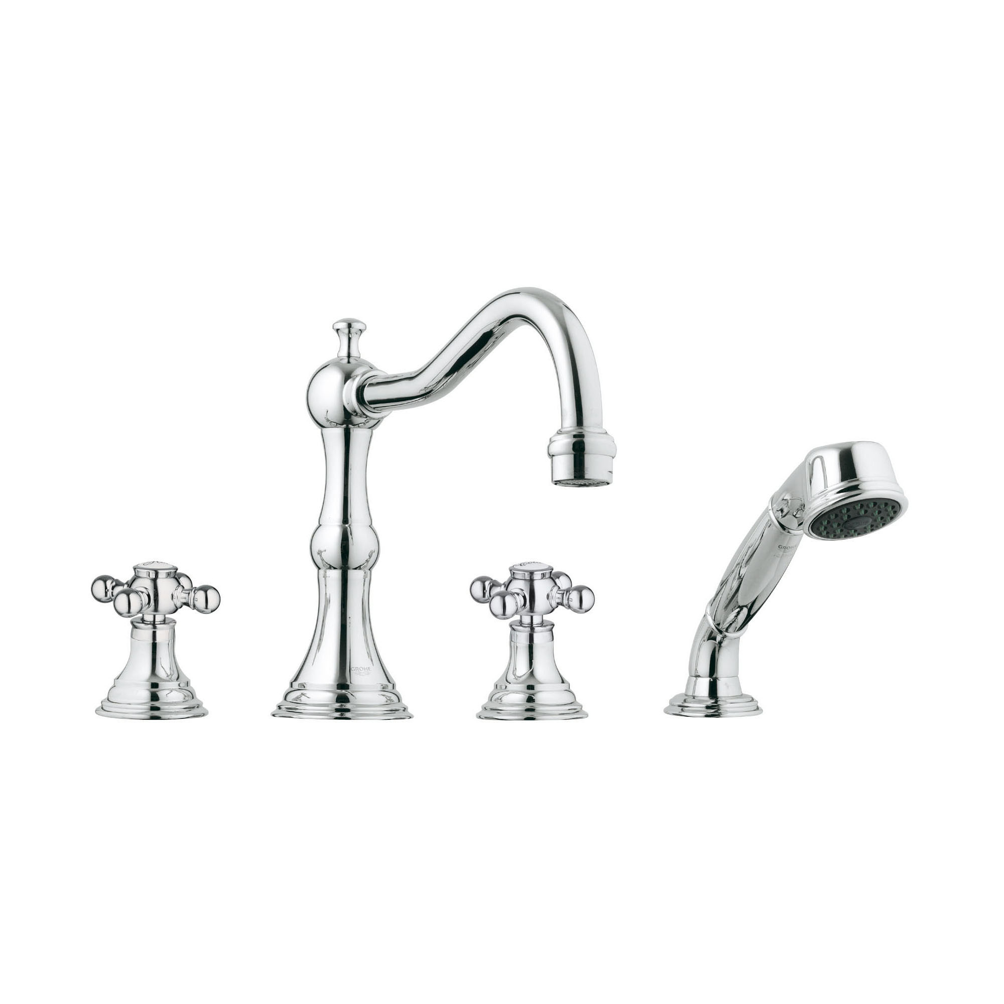 4-Hole 2-Handle Deck Mount Roman Tub Faucet with 9.5 L/min (2.5 gpm) Hand Shower