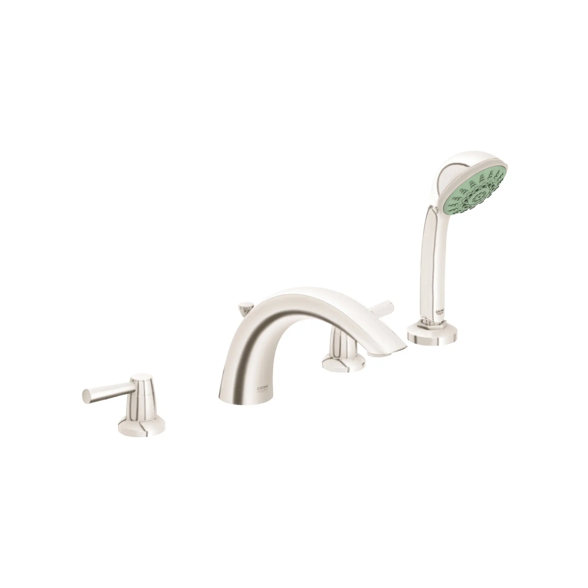 4-Hole 2-Handle Deck Mount Roman Tub Faucet with 2.5 GPM Hand Shower