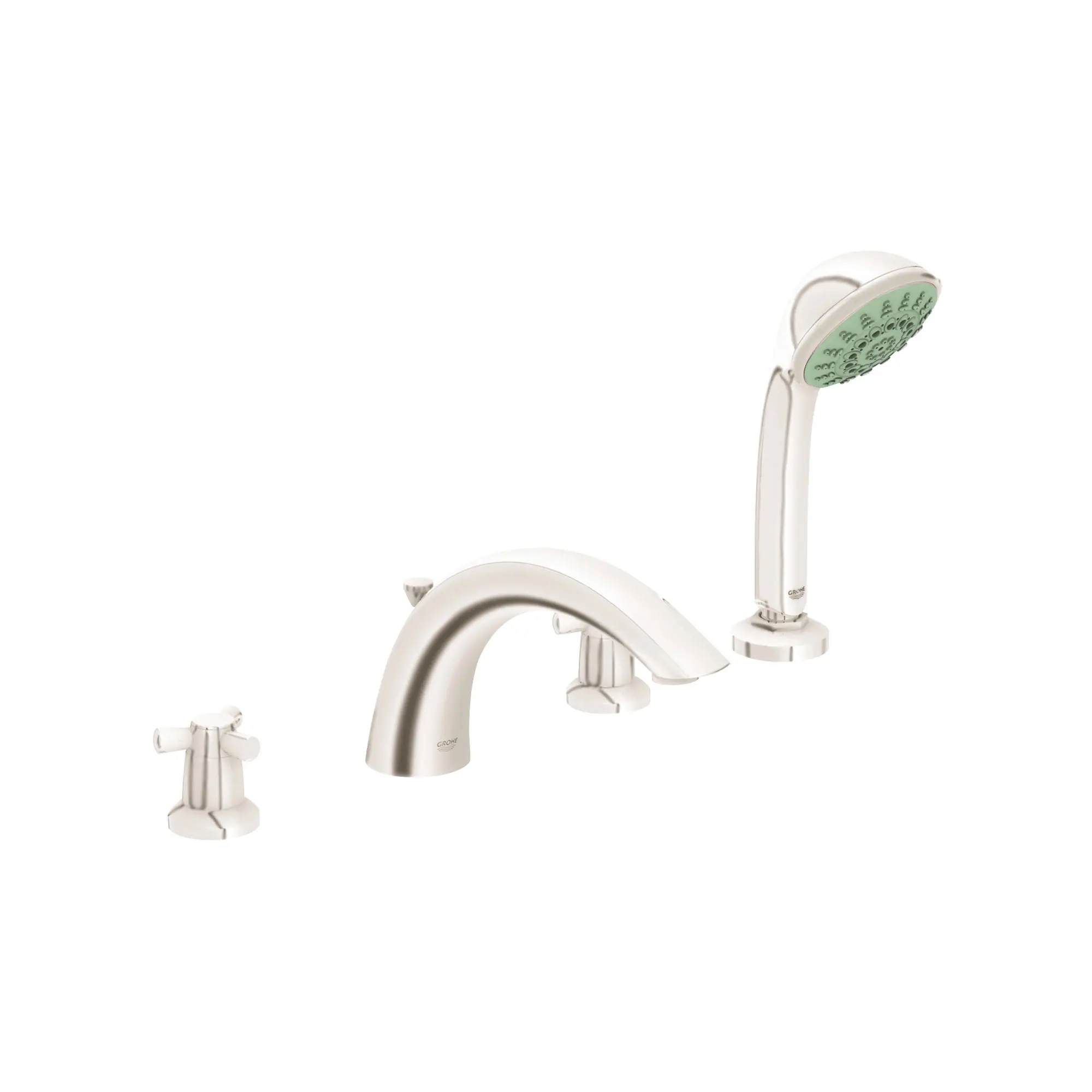 4-Hole 2-Handle Deck Mount Roman Tub Faucet with 2.5 GPM Hand Shower