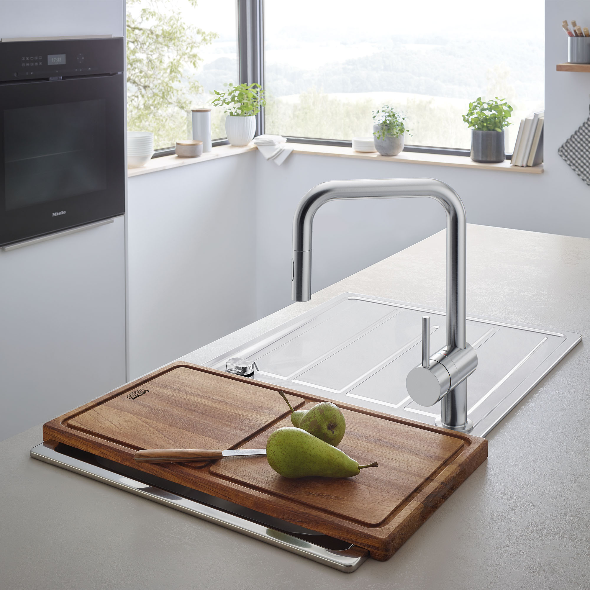 Double Sink Cover Plastic Cutting Board (Faucet Mounted on Sink)