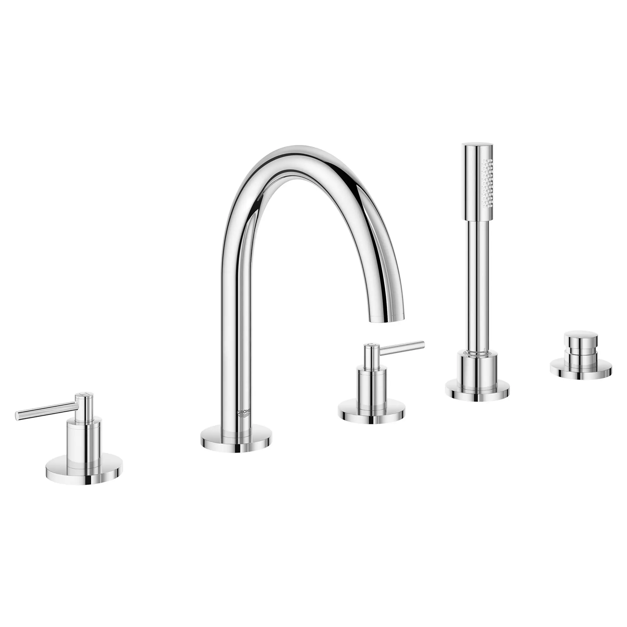 5-Hole 2-Handle Deck Mount Roman Tub Faucet with 1.75 GPM Hand Shower