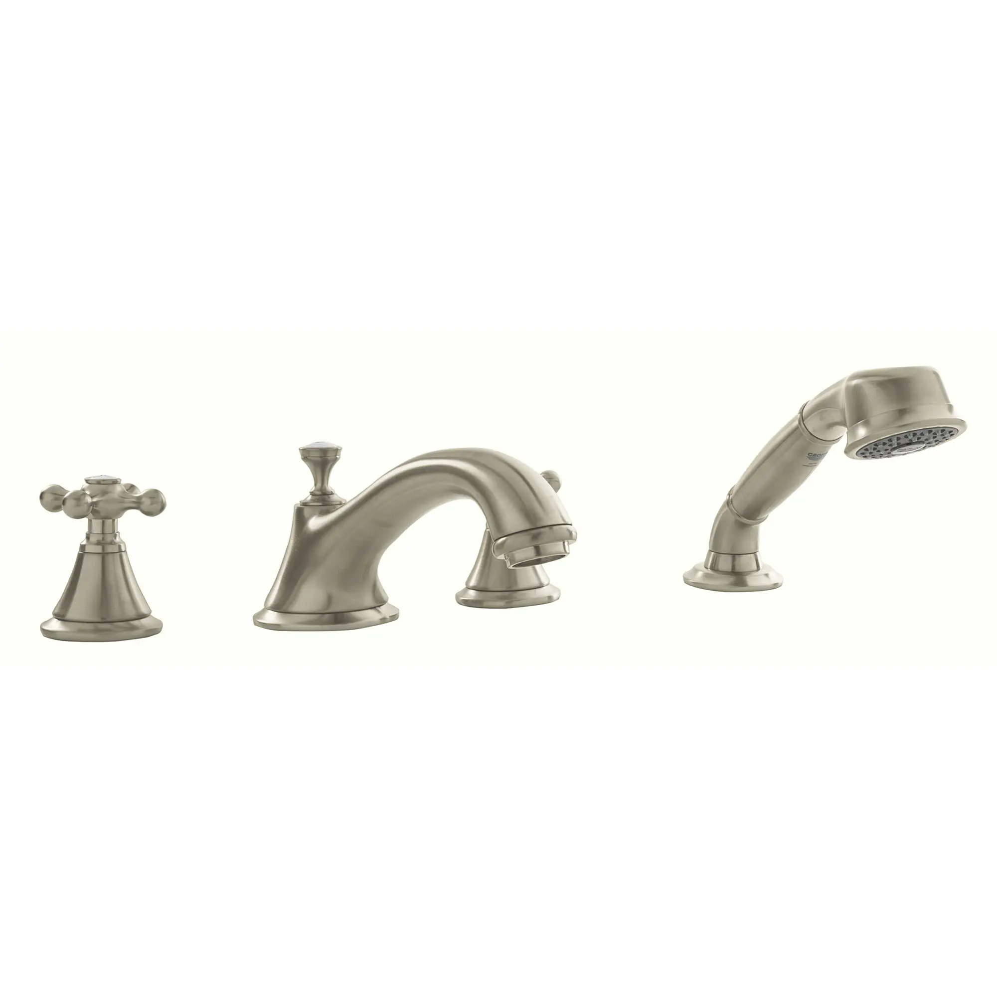 4-Hole 2-Handle Deck Mount Roman Tub Faucet with 2.5 GPM Hand Shower