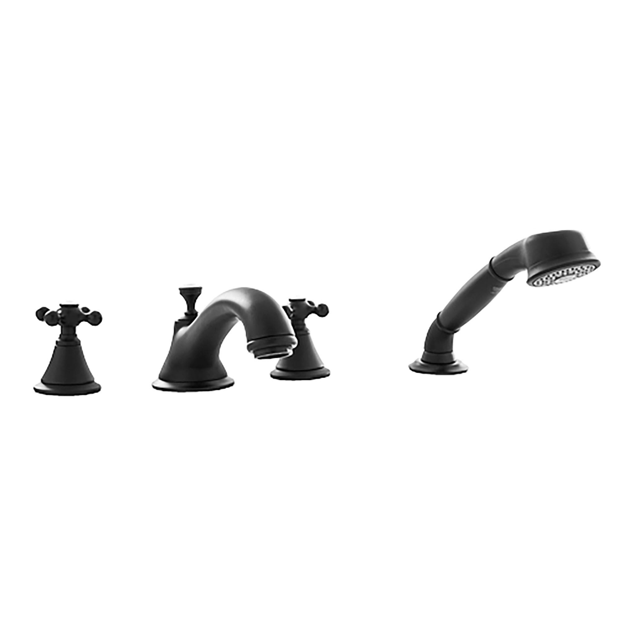 4-Hole 2-Handle Deck Mount Roman Tub Faucet with 2.5 GPM Hand Shower