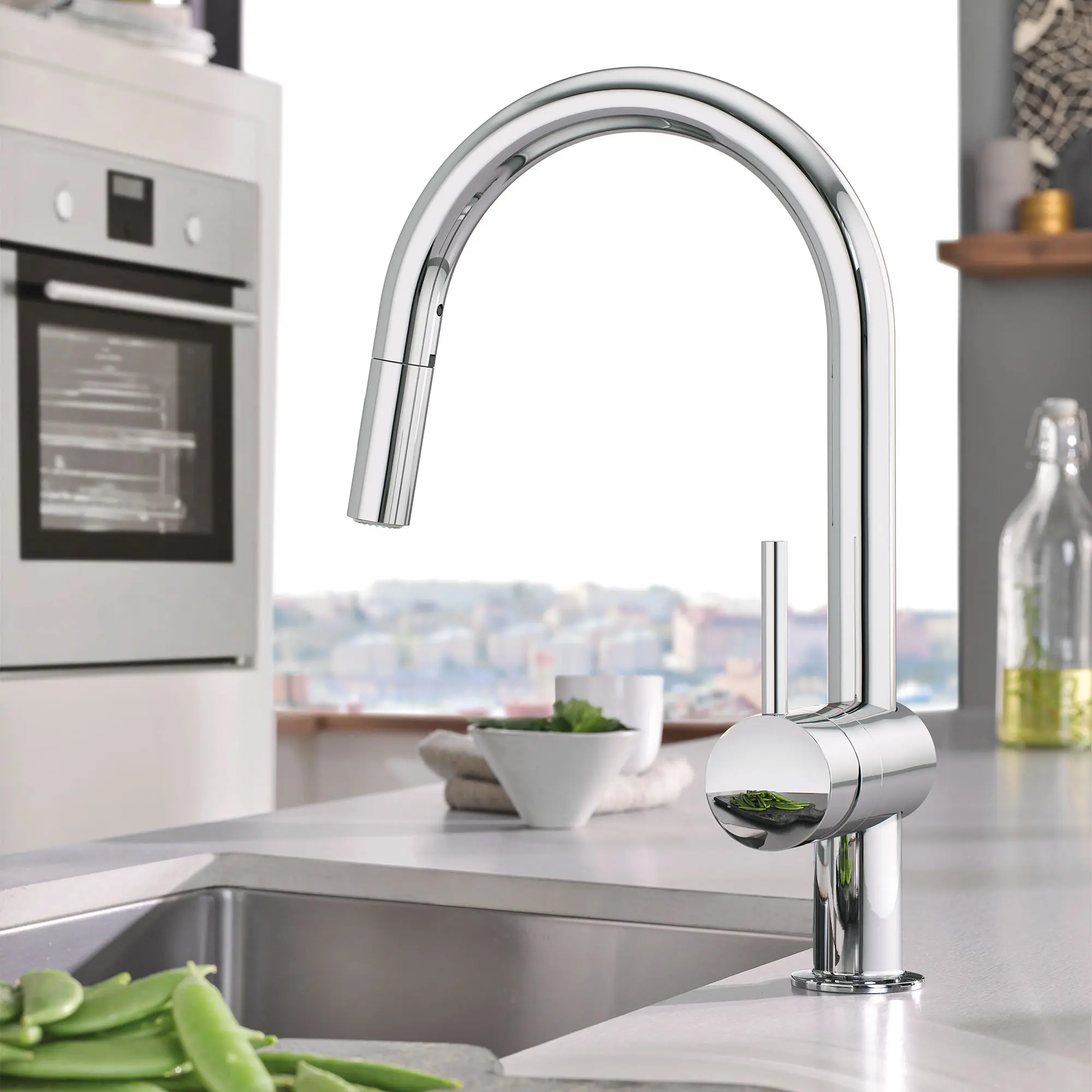 Robinet de cuisine rétractable à poignée simple et double jet 6,6 L/min (1,75 gpm)