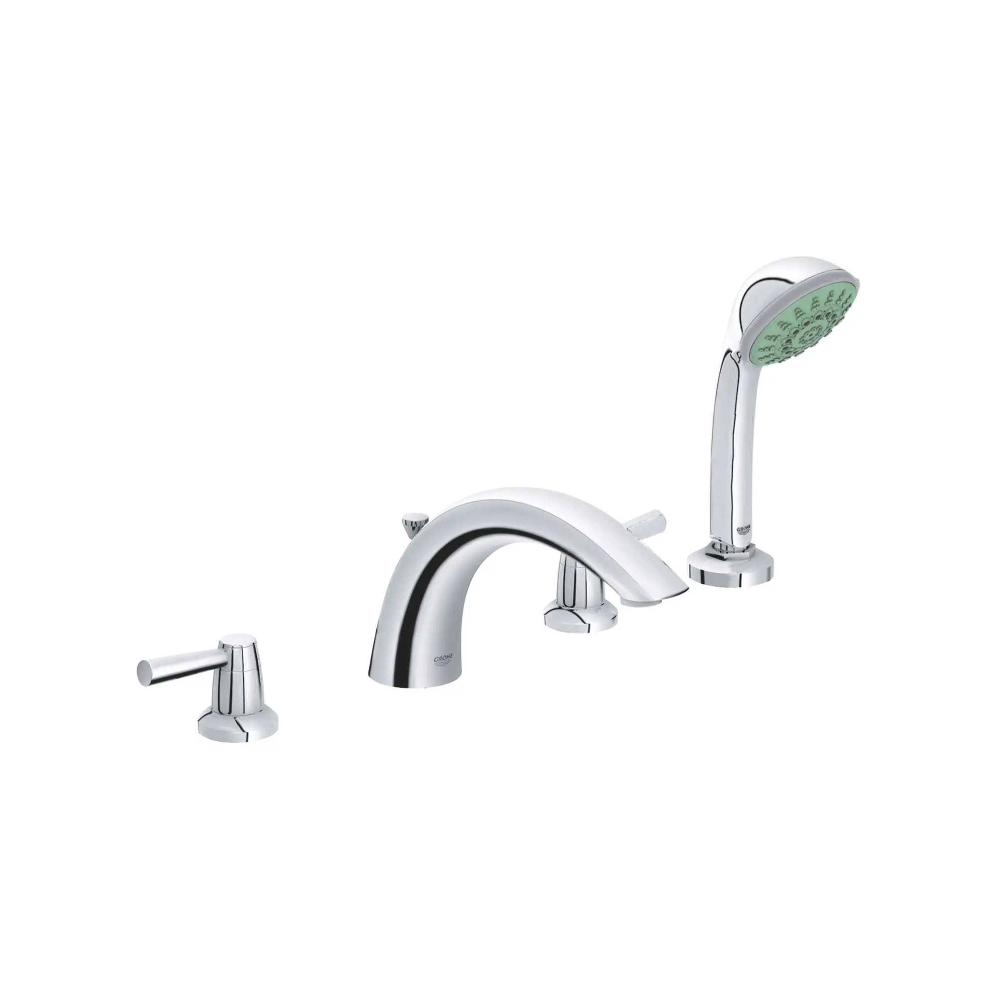 4-Hole 2-Handle Deck Mount Roman Tub Faucet with 2.5 GPM Hand Shower