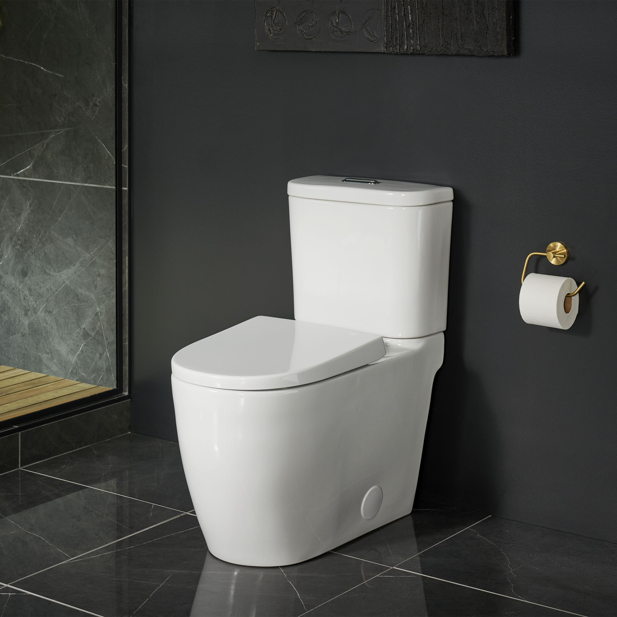 Two-piece Dual Flush Right Height Elongated Toilet with seat