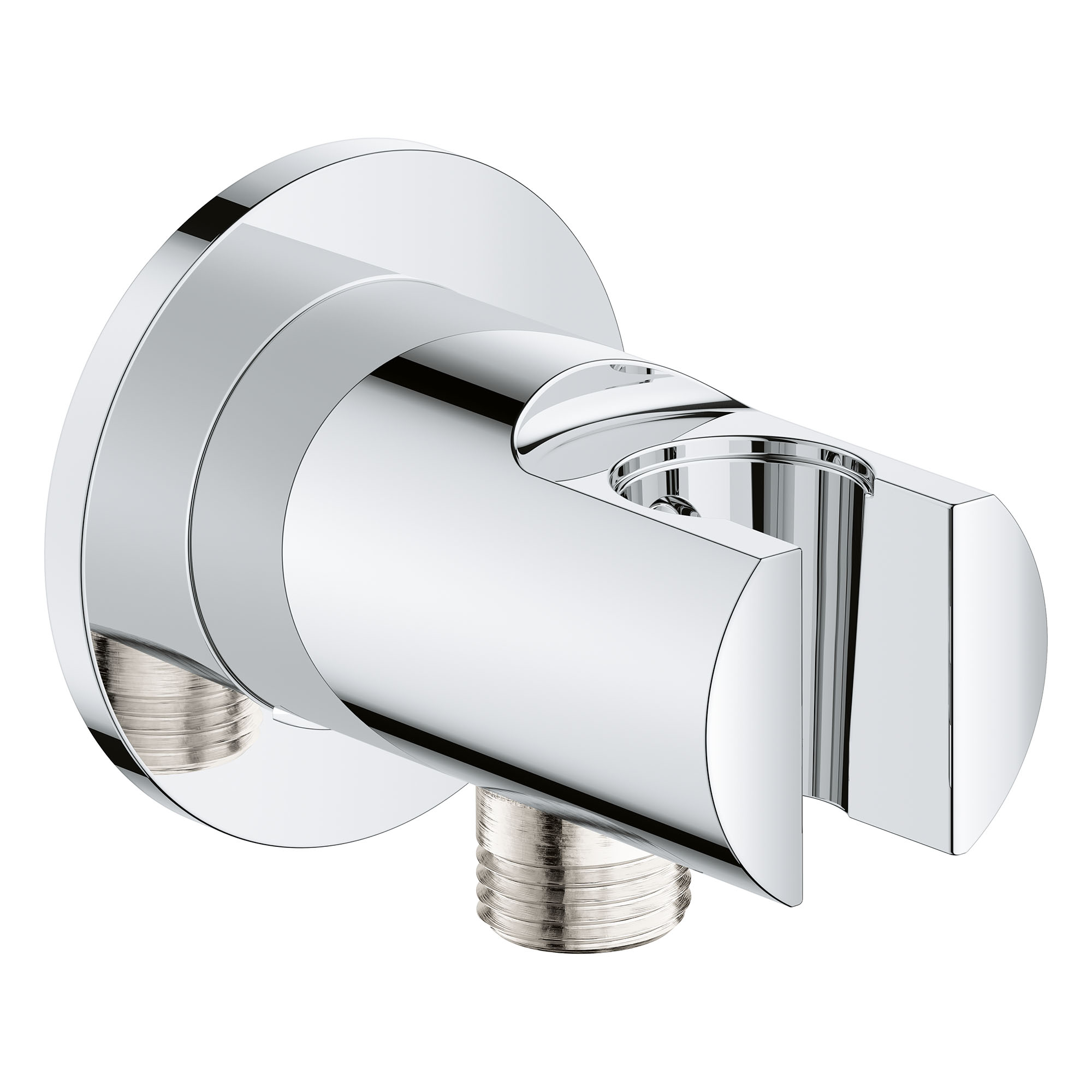 Wall Mounted Handheld Shower Holder with Integrated Hose Connection in Polished Chrome Finish